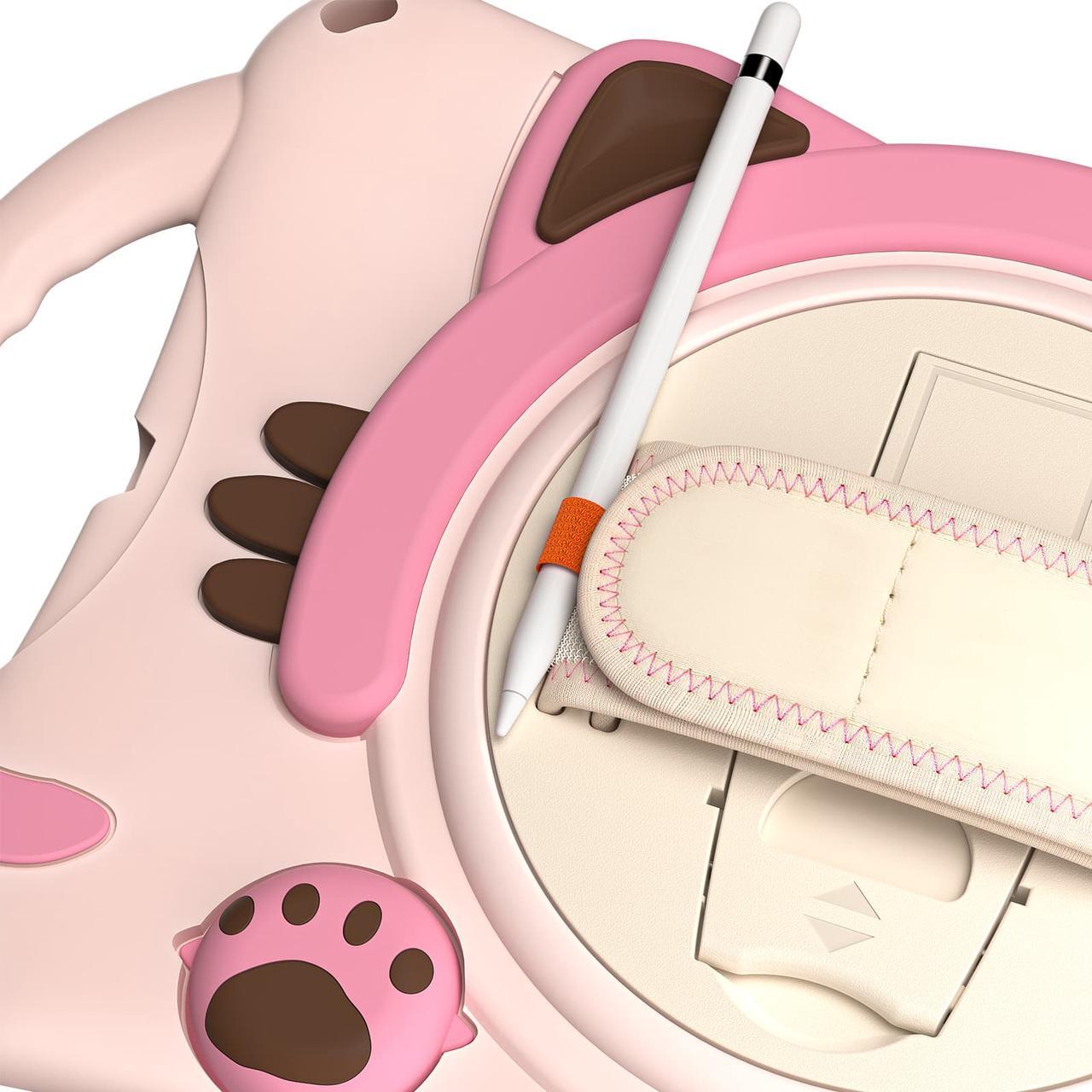 Alt view image 6 of 7 - iPad Mini 5th/4th/3rd/2nd/1st Generation Case for Kids, Silicone Rubber Shockproof Cover for iPad mini 5 4 3 2 1 with Adjustable Strap,Handle Grip,Pencil Holder,Rotating Kickstand,Hand Strap