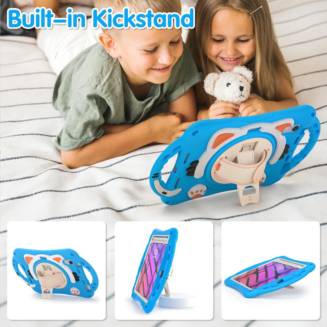 Alt view image 7 of 7 - Kids Case for Apple iPad Mini 6 8.3 Inch 2021, Silicone Shockproof Protective Cover with Pencil Holder Handle Grip Hand Strap Kickstand Shoulder Strap for iPad Mini 6th Generation