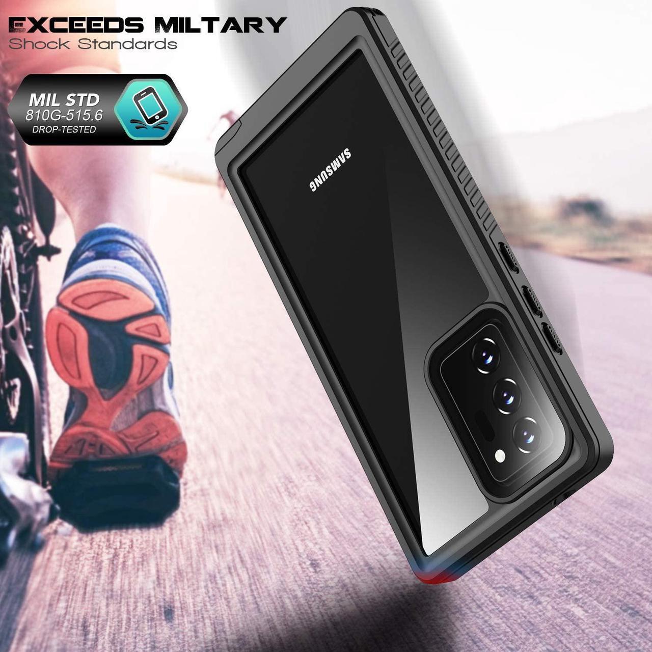 Alt view image 3 of 7 - Galaxy Note 20 Ultra Waterproof Case, Built-in Screen Protector Full-Body Protection Heavy Duty Shock-Proof dust-Proof Cover Case for Samsung Galaxy Note 20 Ultra 6.9 inch Black