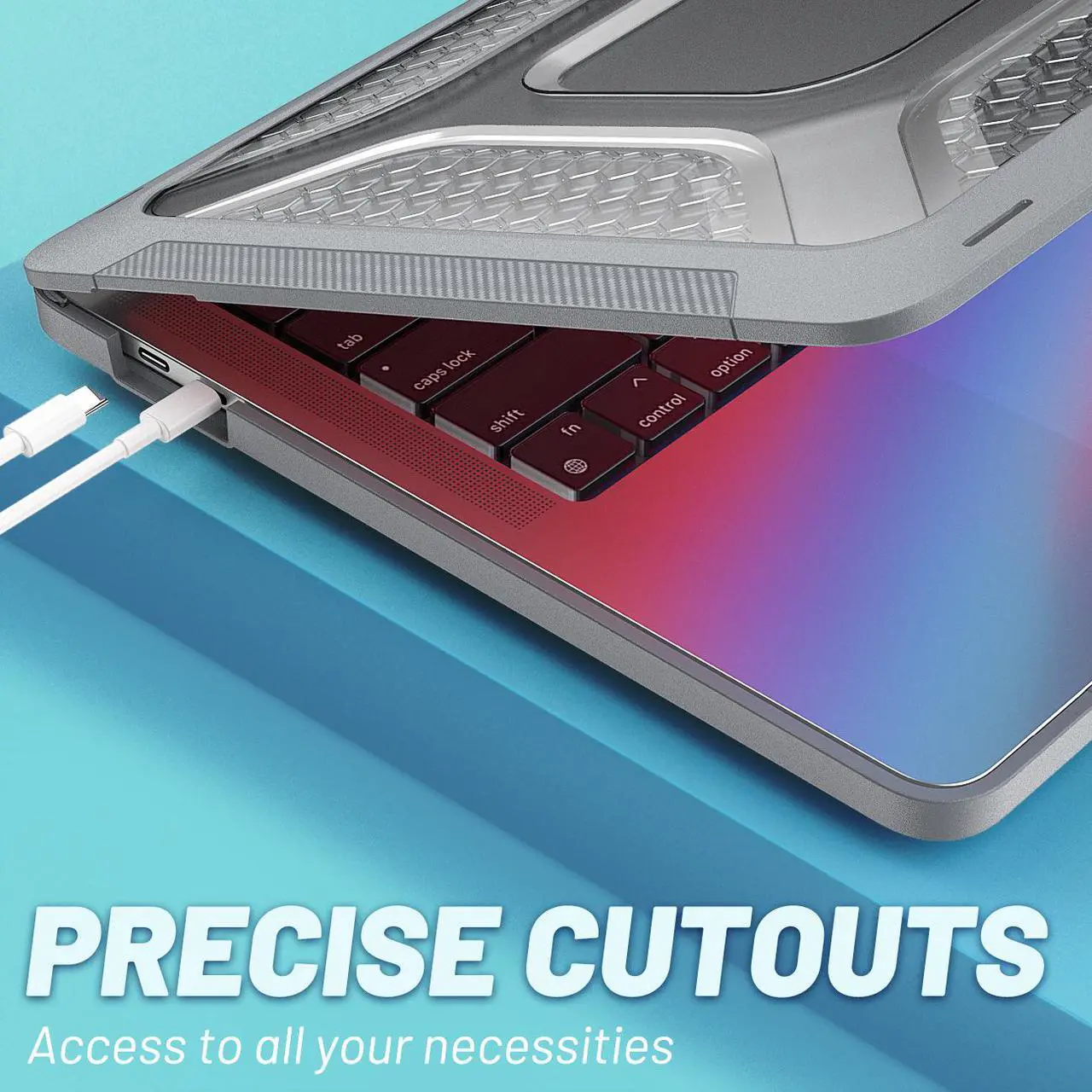 Alt view image 6 of 7 - MacBook Pro 13 Case Model A2338 M1 A2289 A2251 A2159 A1989, Shockproof Hard Shell Cover with Fold Kickstand and Keyboard Skin Cover for MacBook Pro 13 Inch with Touch Bar