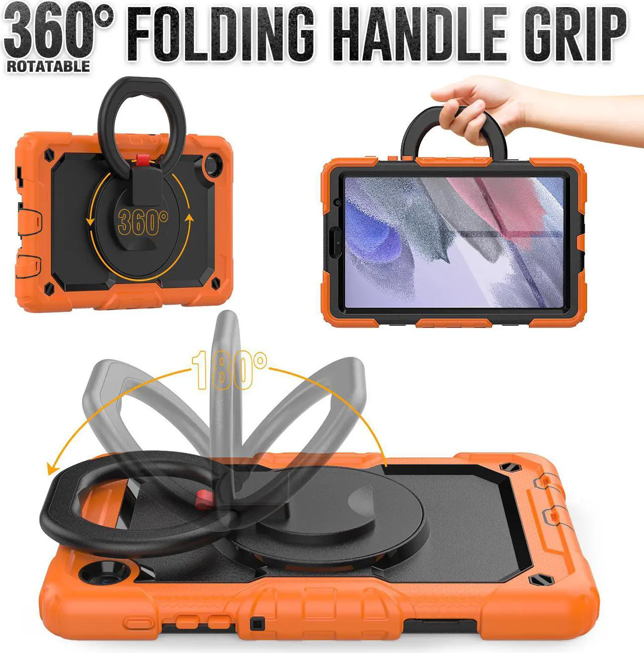 Alt view image 6 of 7 - Case For Samsung Galaxy Tab A7 Lite Case 8.7 inch with Screen Protector and Pen Holder, Shockproof Hard Protective Kids Cover for Galaxy Tab A7 Lite 2021 SM-T220/T225/T227 with Rotatable Stand
