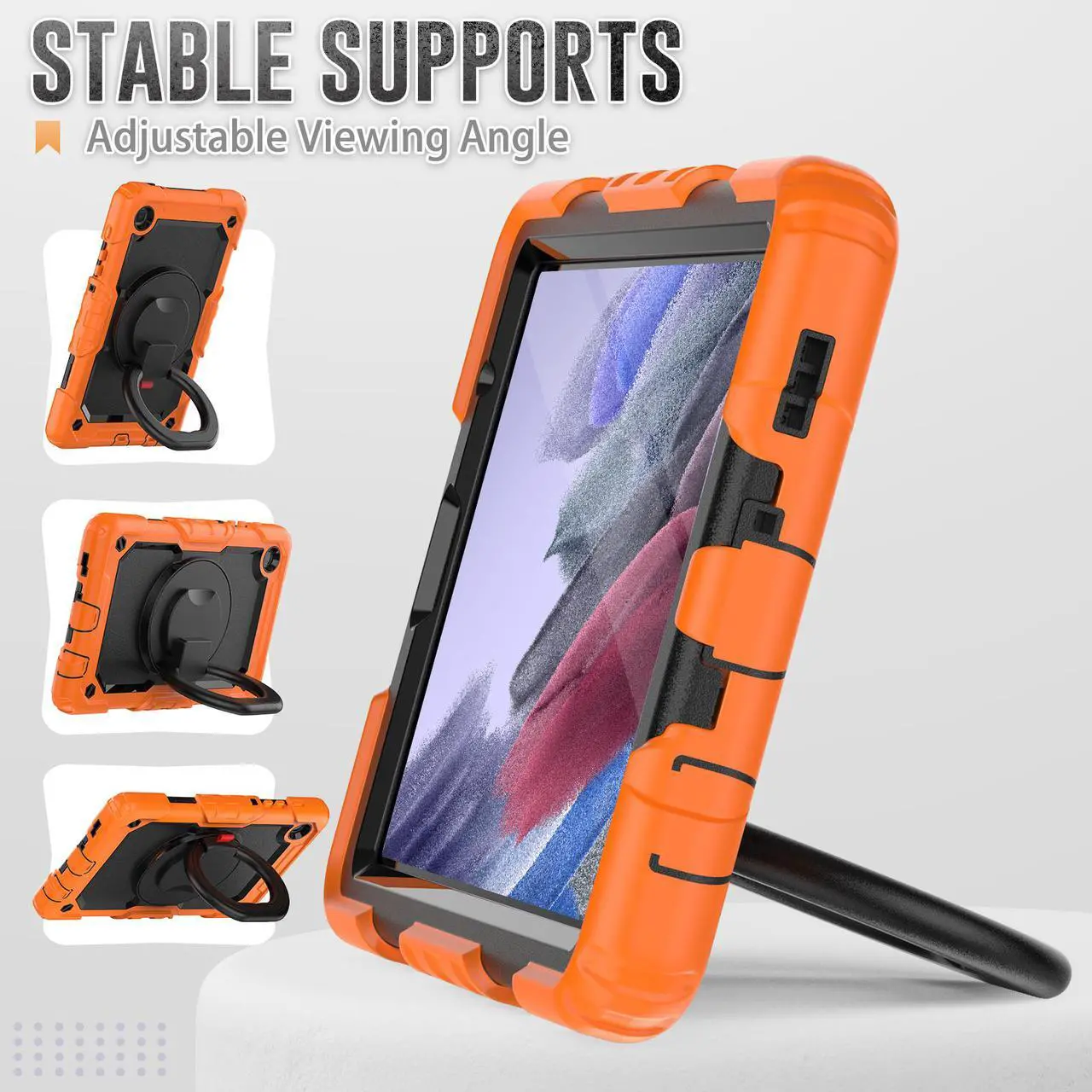 Alt view image 2 of 7 - Case For Samsung Galaxy Tab A7 Lite Case 8.7 inch with Screen Protector and Pen Holder, Shockproof Hard Protective Kids Cover for Galaxy Tab A7 Lite 2021 SM-T220/T225/T227 with Rotatable Stand