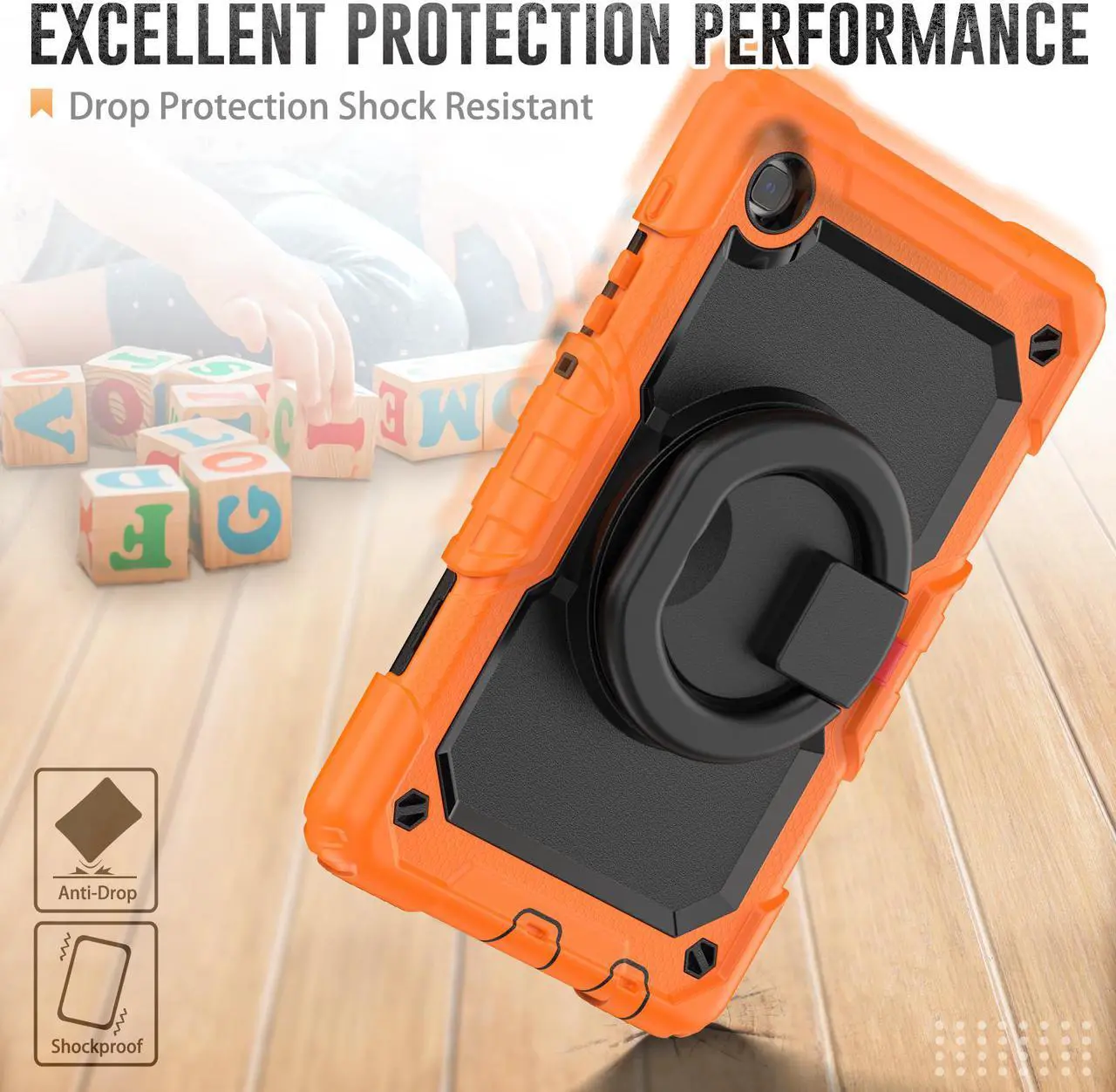 Alt view image 3 of 7 - Case For Samsung Galaxy Tab A7 Lite Case 8.7 inch with Screen Protector and Pen Holder, Shockproof Hard Protective Kids Cover for Galaxy Tab A7 Lite 2021 SM-T220/T225/T227 with Rotatable Stand