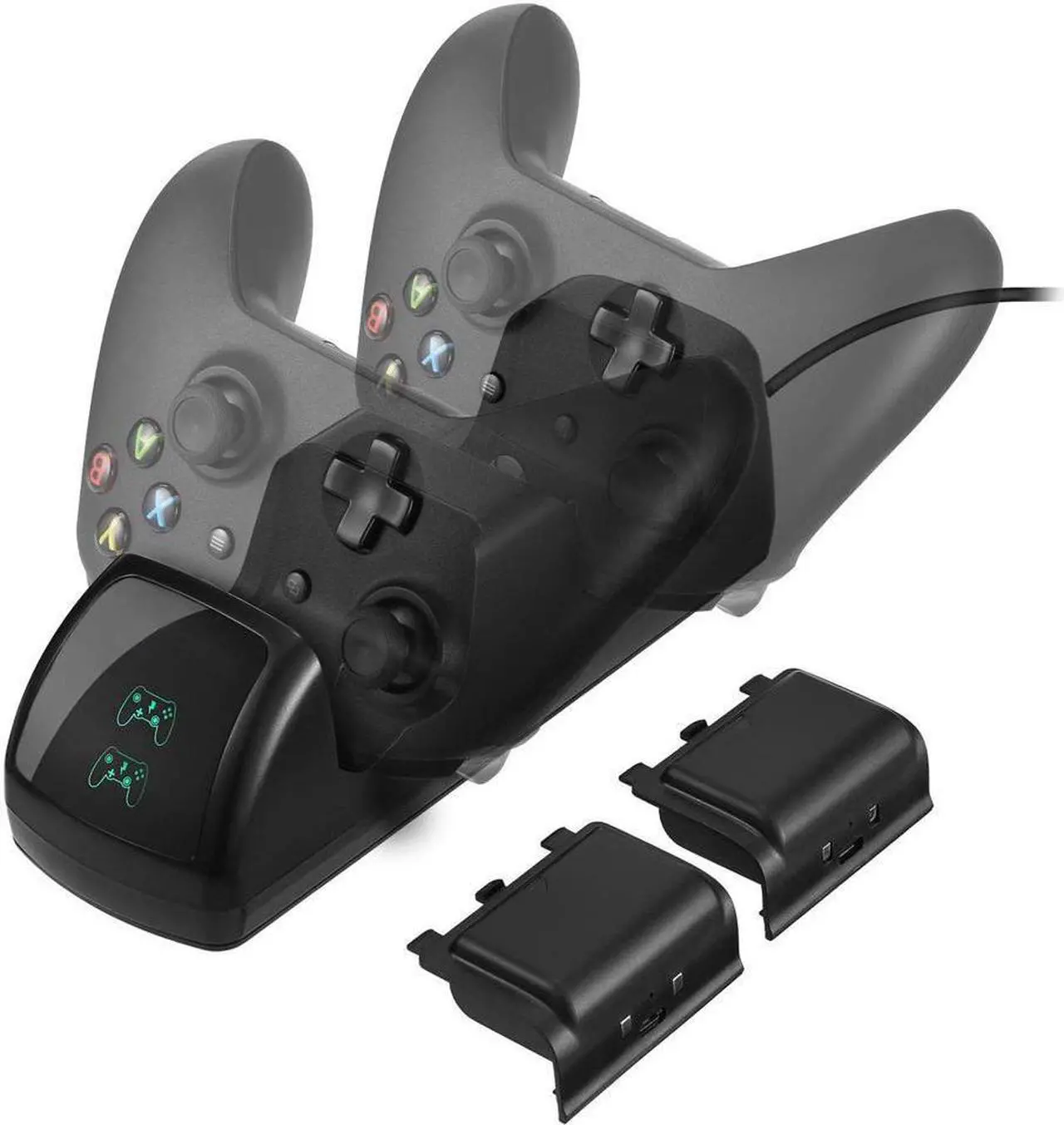 Alt view image 2 of 7 - For Xbox One Controller Dual Charger Controller Charging Stand Elite Controller Charging Station High Speed Docking for Xbox One / One S / One X with 2 Rechargeable Battery Packs