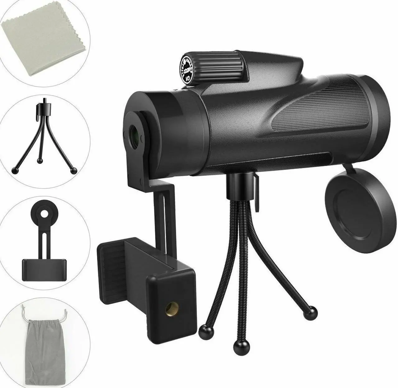 Alt view image 7 of 7 - Monocular Telescope 12x50 High Power Waterproof Monocular Scope with Phone Mount & Hose Tripod Monocular Compact Fogproof Scope BAK4 Prism FMC Monoculars for Adults Hunting Camping Travelling Wildlife
