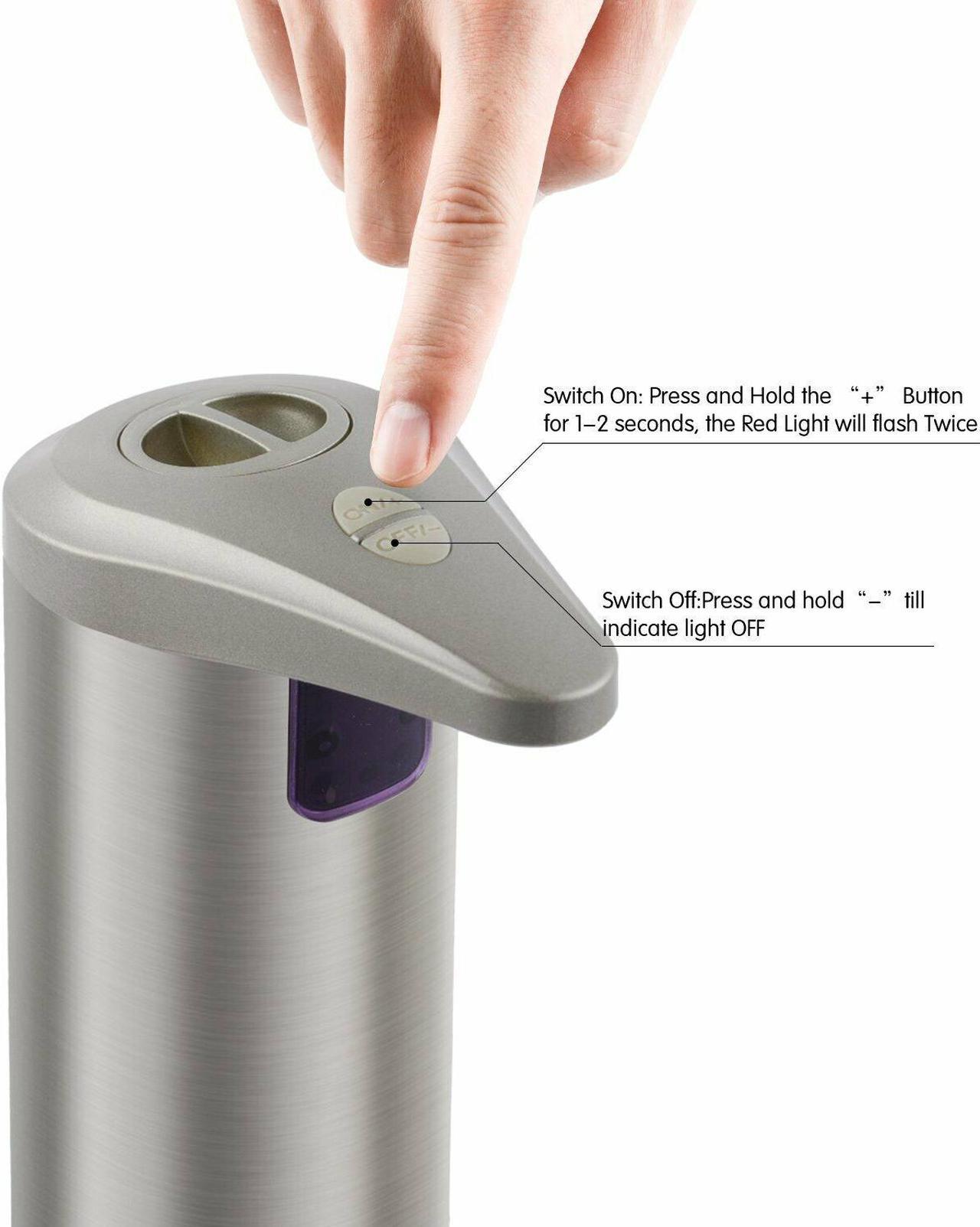 Alt view image 2 of 7 - Soap Dispenser Automatic Hands Free Fingerprint Resistant Stainless Steel Soap Dispenser IR Infrared Motion Sensor Touchless Autosoap Dispenser for Kitchen Bathroom [Second Generation]