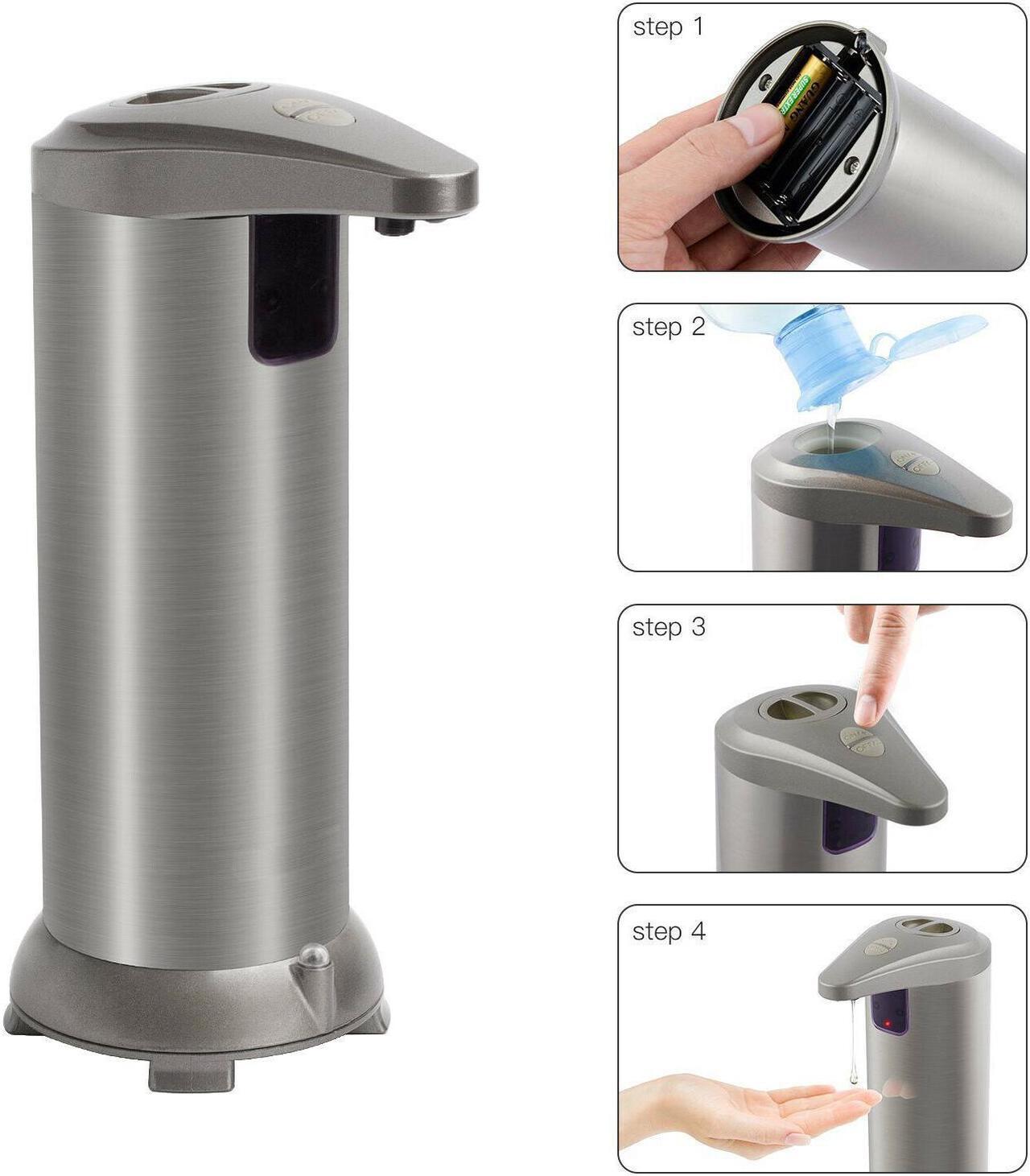 Alt view image 5 of 7 - Soap Dispenser Automatic Hands Free Fingerprint Resistant Stainless Steel Soap Dispenser IR Infrared Motion Sensor Touchless Autosoap Dispenser for Kitchen Bathroom [Second Generation]