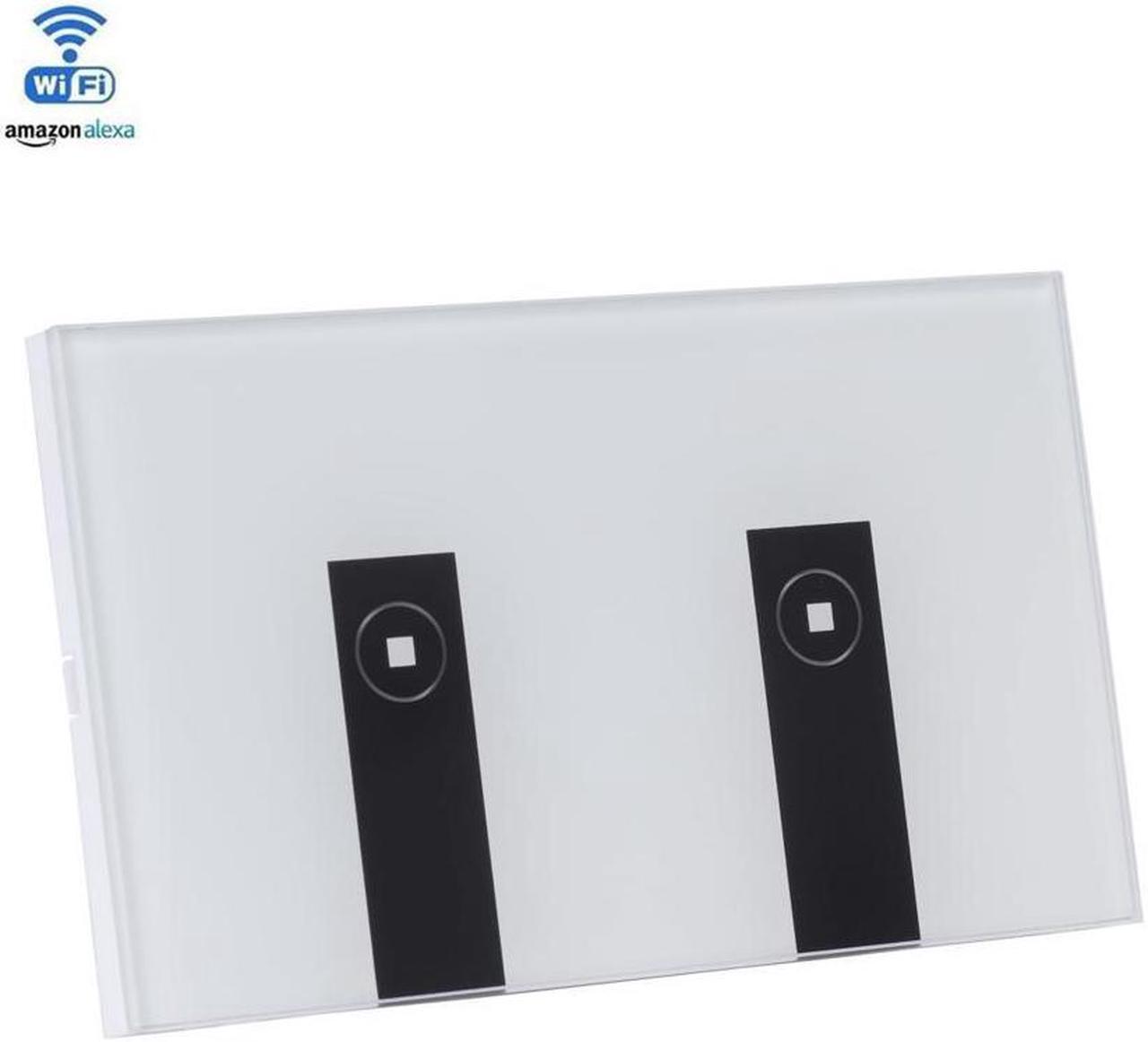 Main image of WIFI Smart Wall Light Home Switch 2 Gang Wireless in Wall Glass Touch Panel Plate Works with Alexa Echo Google Home Remote Control Lights by Android/IOS APP
