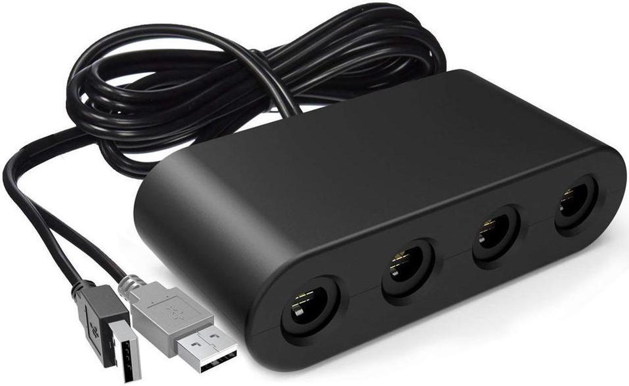 Main image of Gamecube Controller Adapter for Wii u and 4 Port Black Super Smash Bros GameCube Adapter for Wii u PC USB Switch