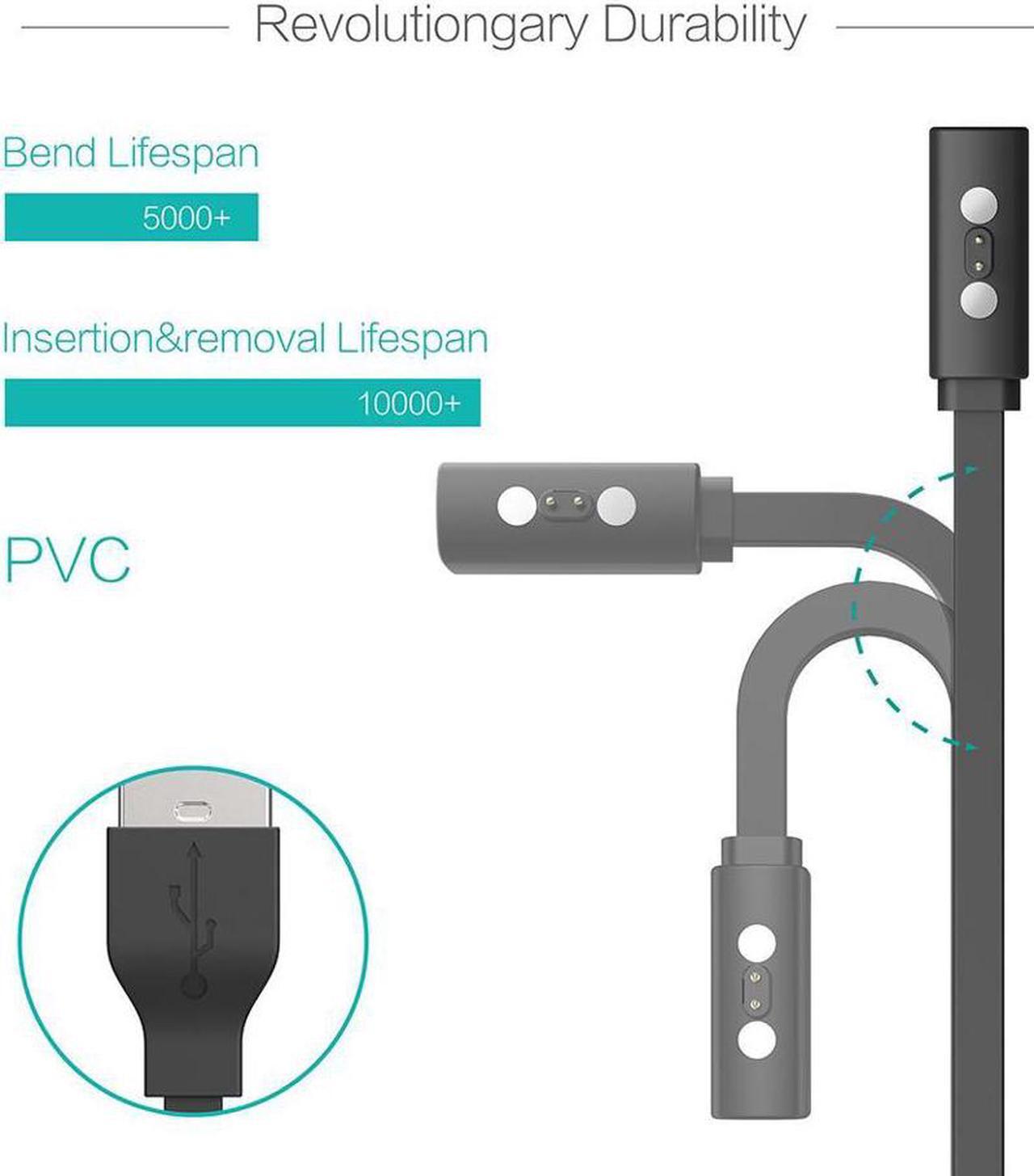 Alt view image 4 of 6 - Pebble Time Charger Pinhen Replacement USB Charger Cable Cord For Pebble Time/Time Steel/Time Round Smart (Pebble Time Charger Black)