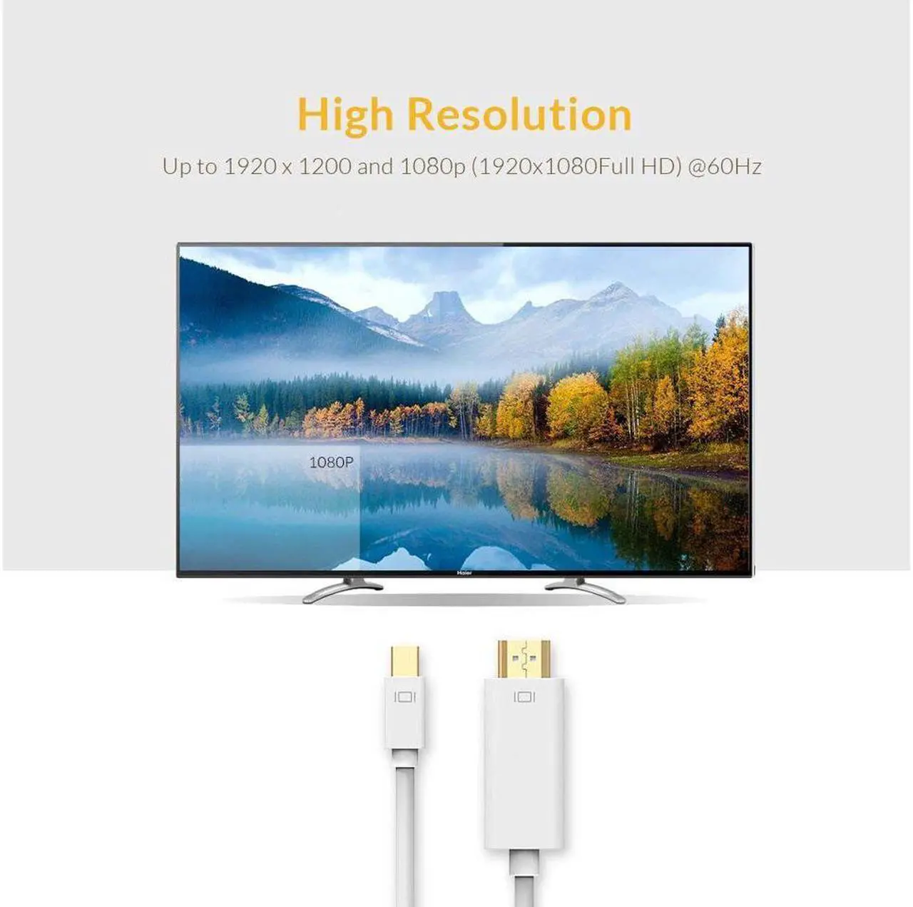 Alt view image 4 of 7 - 4K Mini Displayport(Thunderbolt) to HDMI 6 Feet Cable with Audio, Mini DP Display Port to HDMI Converter(Adapter) Gold-Plated Cord for MacBook Air, Mac Mini, Microsoft Surface Pro 3/4, etc