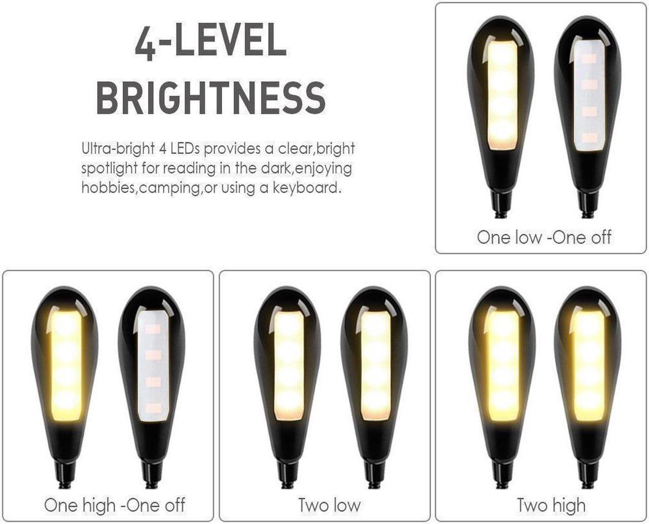 Alt view image 2 of 7 - Rechargeable LED Book Light Dimmable Clip On Reading Lamp for Bed Shelves Kindle