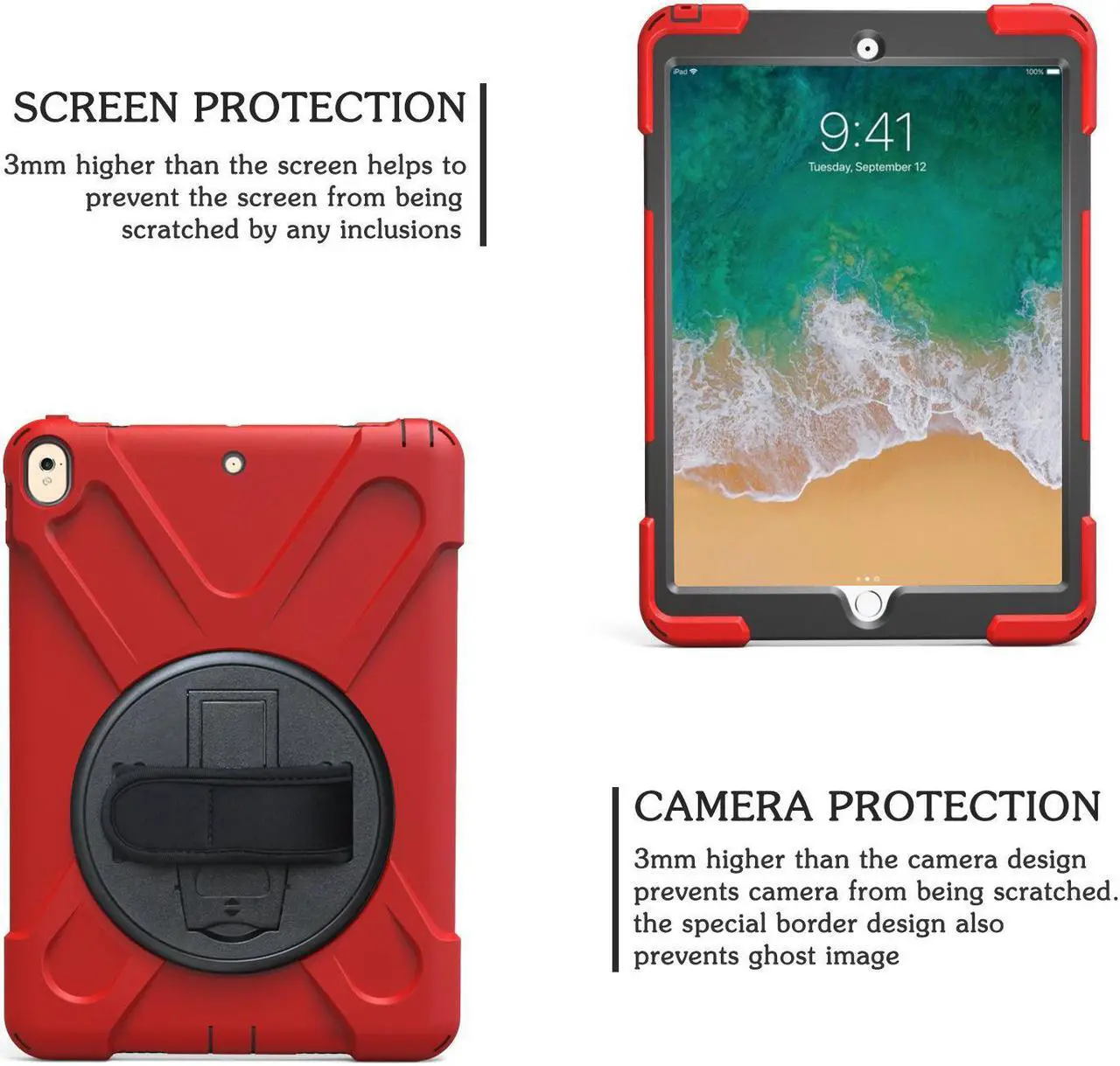 Alt view image 3 of 7 - New iPad Pro 10.5 Case,Heavy Duty Carrying Rugged Protective Armor Case with 360 Degree Stand, Handle Hand Grip & Shoulder Strap, For Apple Tablet 10.5 inch 2017 Cover Skin Kids A1701 A1709 Black