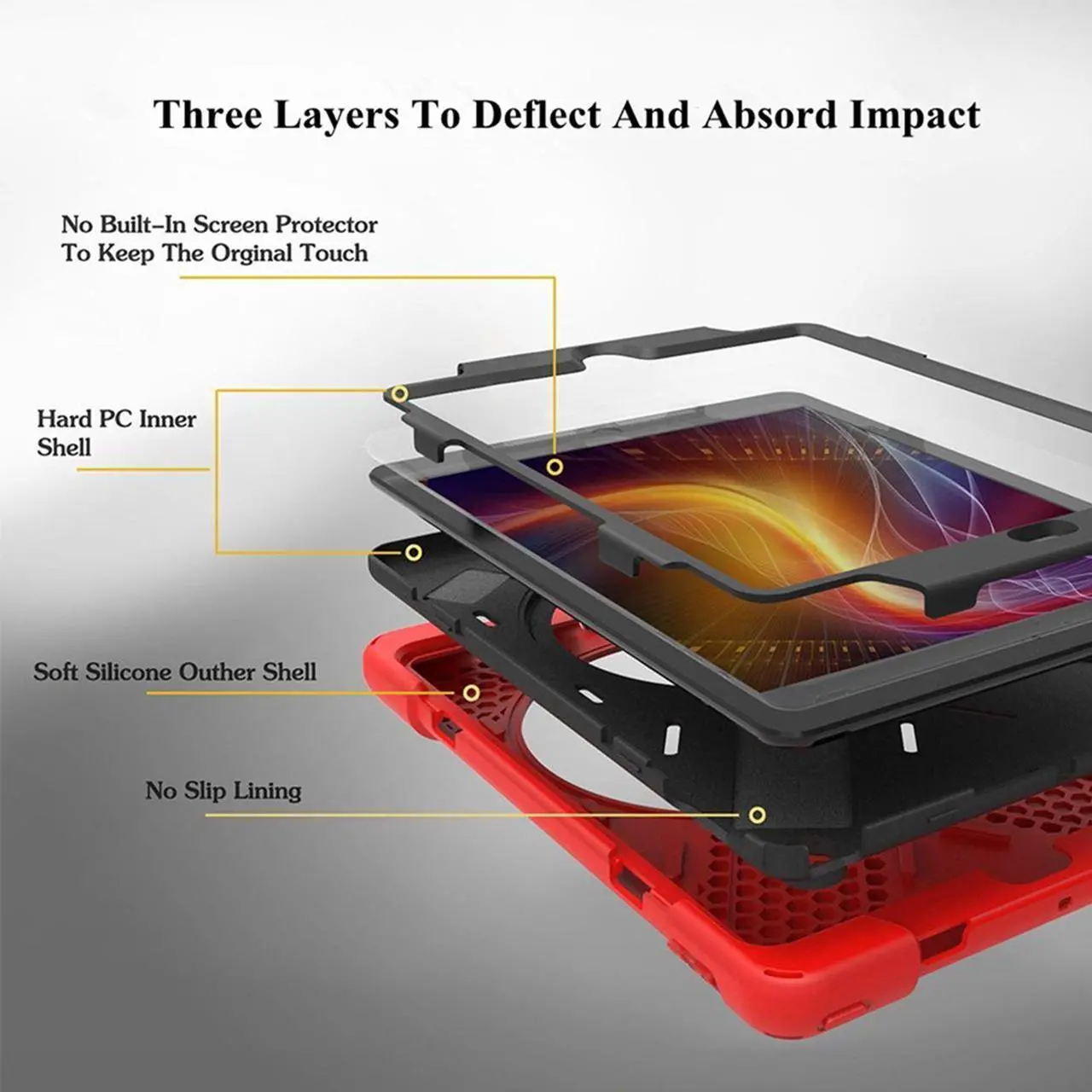 Alt view image 4 of 7 - New iPad Pro 10.5 Case,Heavy Duty Carrying Rugged Protective Armor Case with 360 Degree Stand, Handle Hand Grip & Shoulder Strap, For Apple Tablet 10.5 inch 2017 Cover Skin Kids A1701 A1709 Black
