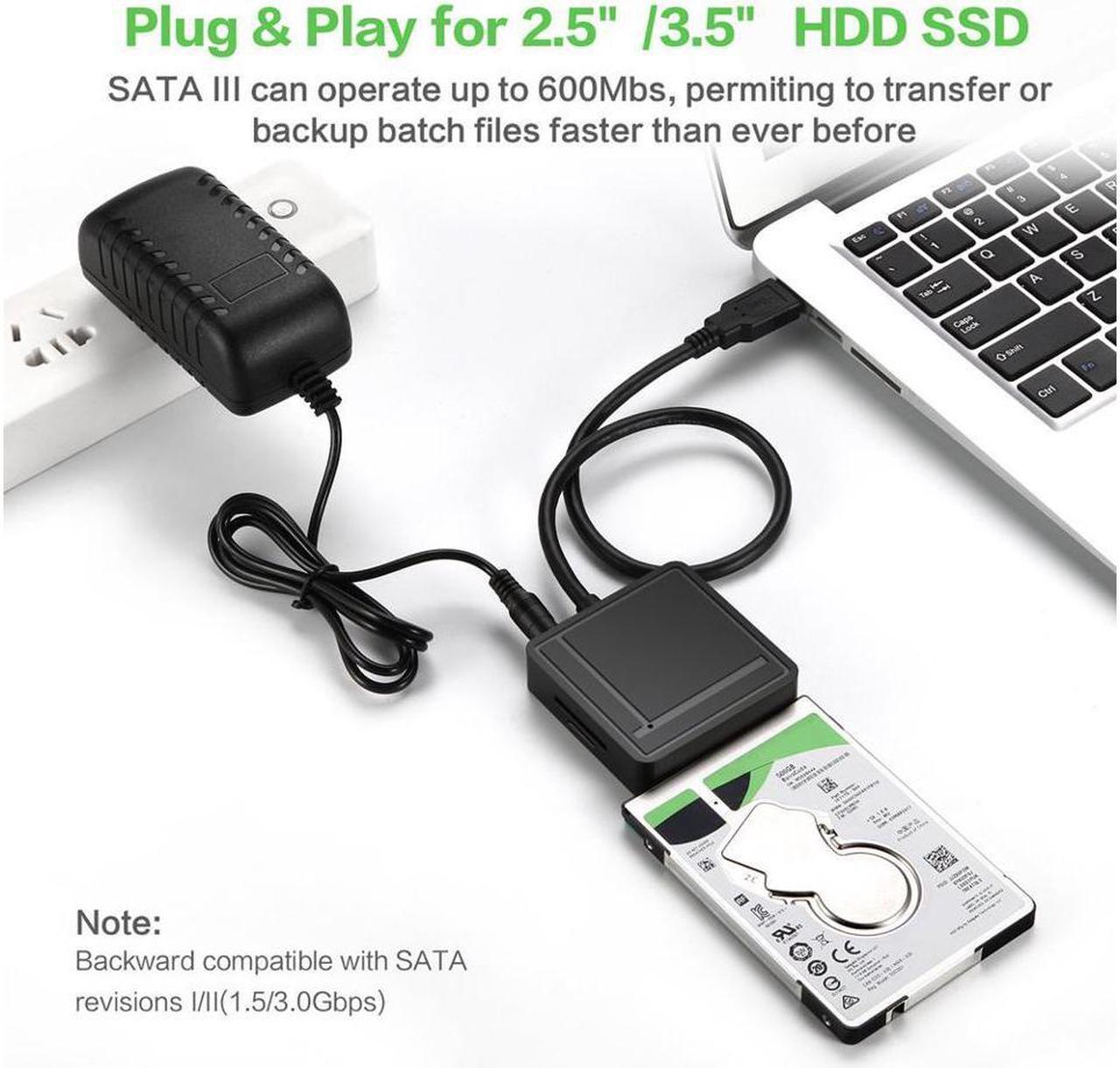 Alt view image 4 of 6 - USB 3.0 to SATA Adapter TF SD Card Reader USB 3.0 Hub 2 Ports Converter 3 in 1 for 2.5” 3.5” HDD Hard Drive, SSD Drives with Power Adapter Support UASP