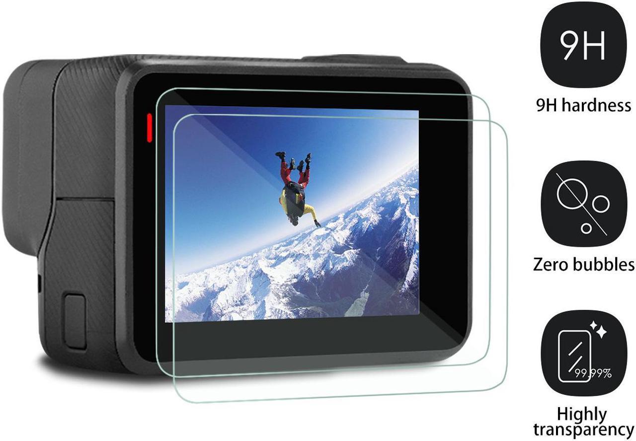 Alt view image 3 of 7 - Screen Protector for GoPro Hero 7 (Black Only) / 6/ 5/ 2018, Upgraded Tempered Glass Screen Protector Film+Tempered Glass Lens Film+Lens Cover Accessories for Go Pro Hero7 Hero6 Hero5-2 Packs