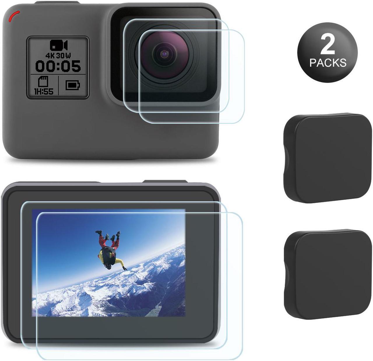 Main image of Screen Protector for GoPro Hero 7 (Black Only) / 6/ 5/ 2018, Upgraded Tempered Glass Screen Protector Film+Tempered Glass Lens Film+Lens Cover Accessories for Go Pro Hero7 Hero6 Hero5-2 Packs