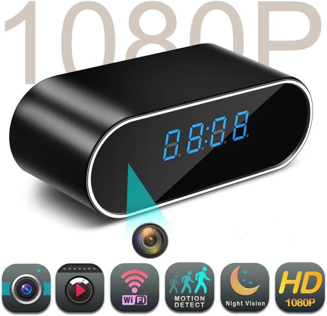 Main image of WiFi Hidden Camera Clock Hidden Spy Clock Camera Night Vision Nanny Cam Mini Alarm Clock DVR With Motion Detection for Home Security Surveillance Apps for iOS Android PC Mac