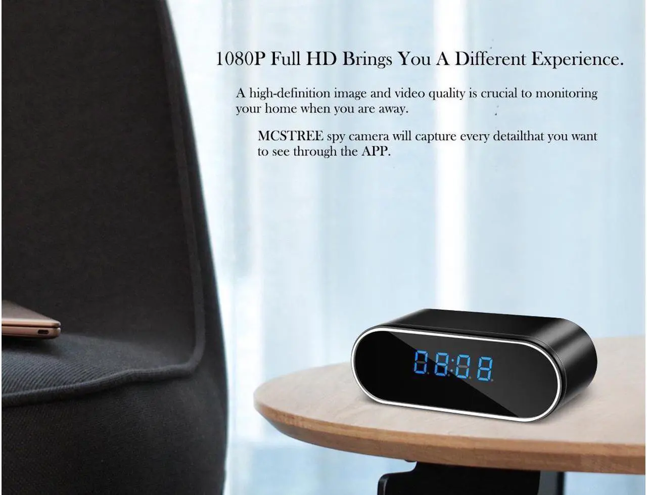 Alt view image 2 of 7 - WiFi Hidden Camera Clock Hidden Spy Clock Camera Night Vision Nanny Cam Mini Alarm Clock DVR With Motion Detection for Home Security Surveillance Apps for iOS Android PC Mac