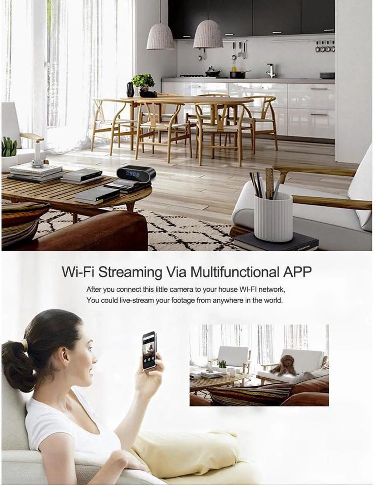 Alt view image 6 of 7 - WiFi Hidden Camera Clock Hidden Spy Clock Camera Night Vision Nanny Cam Mini Alarm Clock DVR With Motion Detection for Home Security Surveillance Apps for iOS Android PC Mac