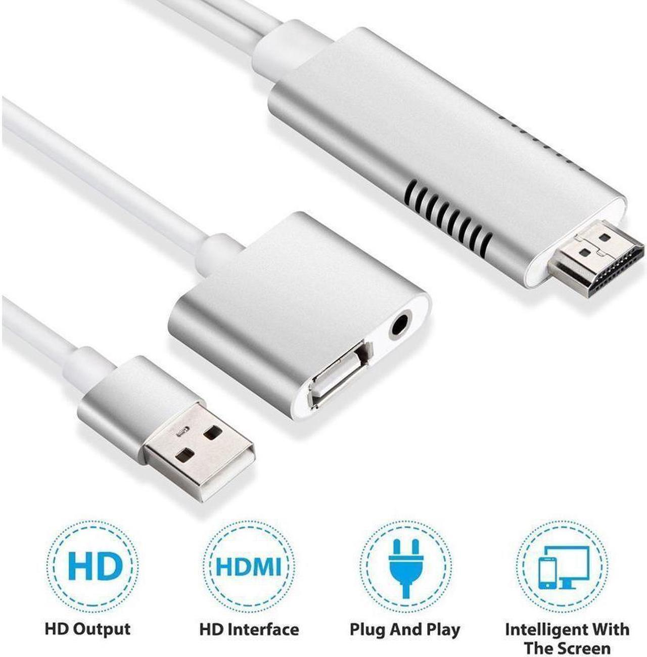 Alt view image 2 of 2 - Lightning to HDMI Cable for IOS/Android, 3-in-1 Lightning/Micro USB/Type-C to HDMI Adapter 1080P Digital AV Adapter HDTV MHL Cable Support iPhone,iPad,Android Smartphones on HDTV Projector