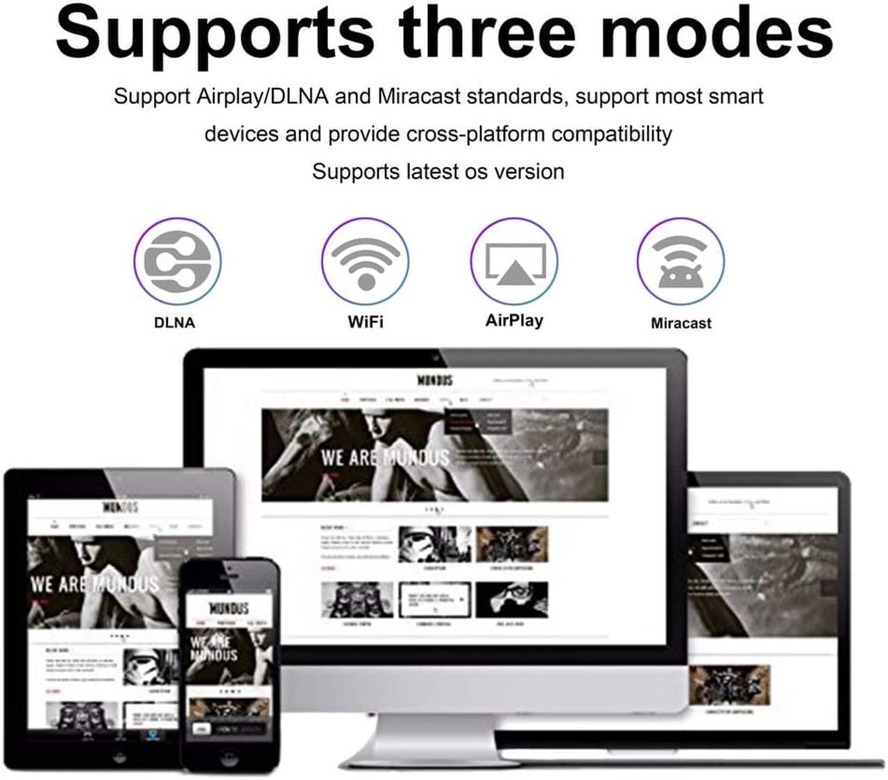 Alt view image 7 of 7 - Wireless and Wired 2 in 1 Display Dongle 1080P HDMI Display Receiver for TV Projector, Compatible with Android iOS Smartphone Tablet Apple iPhone iPad Mac Windows, Support Airplay DLNA Miracast