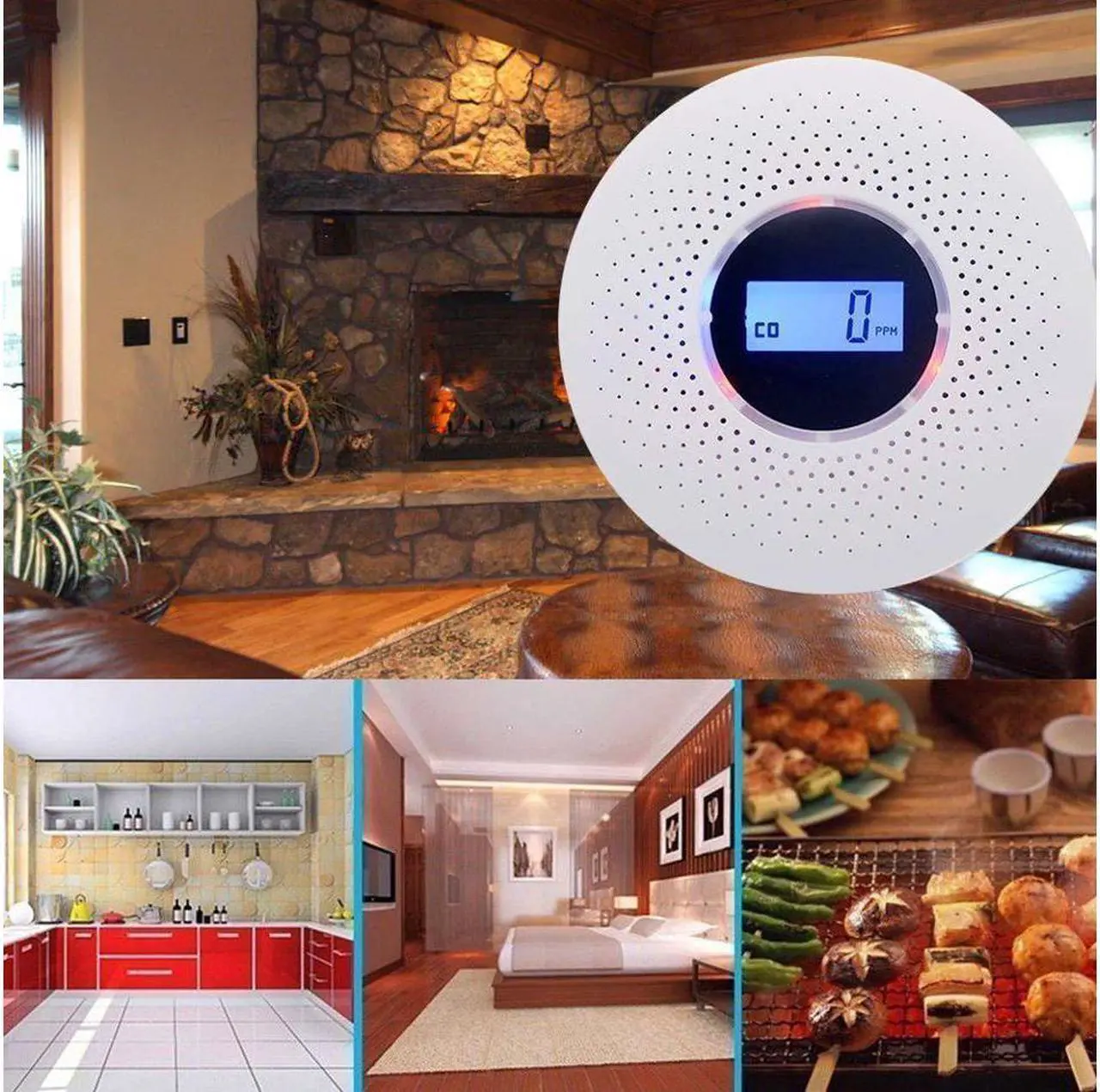 Alt view image 2 of 7 - Smoke and Carbon Monoxide Detector Combo, with Sound Warning and Number Display Battery Powered Smoke CO Alarm Detector