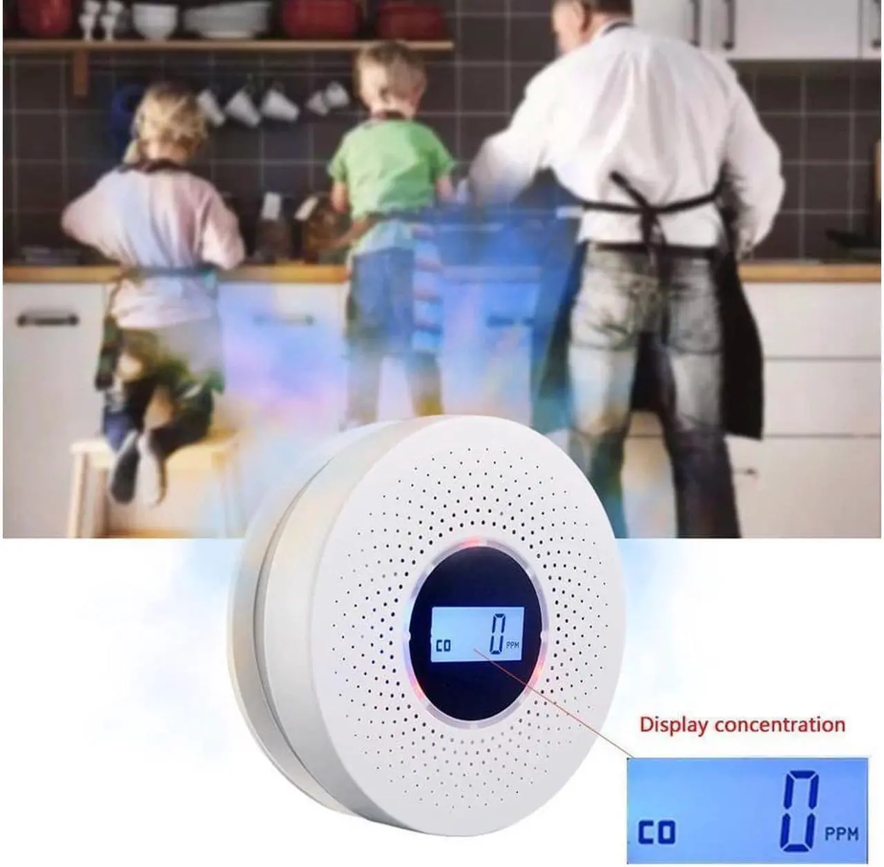 Alt view image 7 of 7 - Smoke and Carbon Monoxide Detector Combo, with Sound Warning and Number Display Battery Powered Smoke CO Alarm Detector