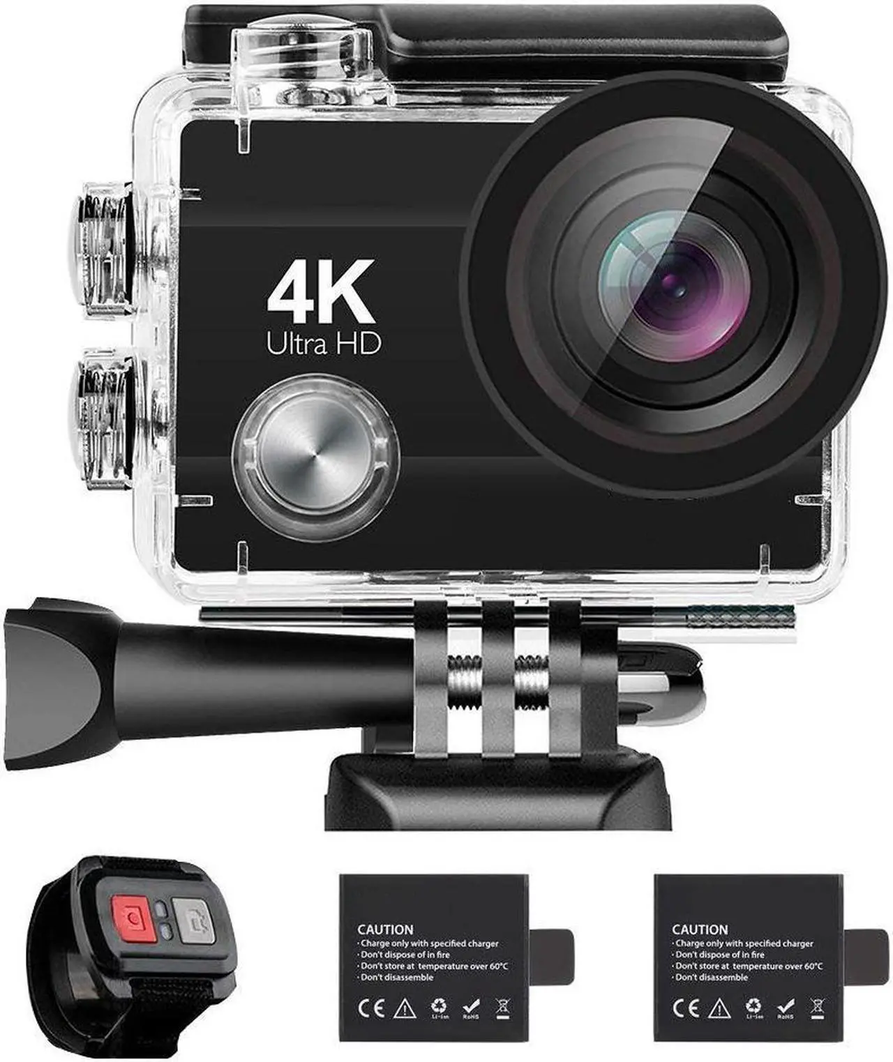 Main image of 4K Action Camera 16MP Vision 3 Underwater Waterproof Camera 170° Wide Angle WiFi Sports Cam with Remote 2 Batteries and Mounting Accessories Kit