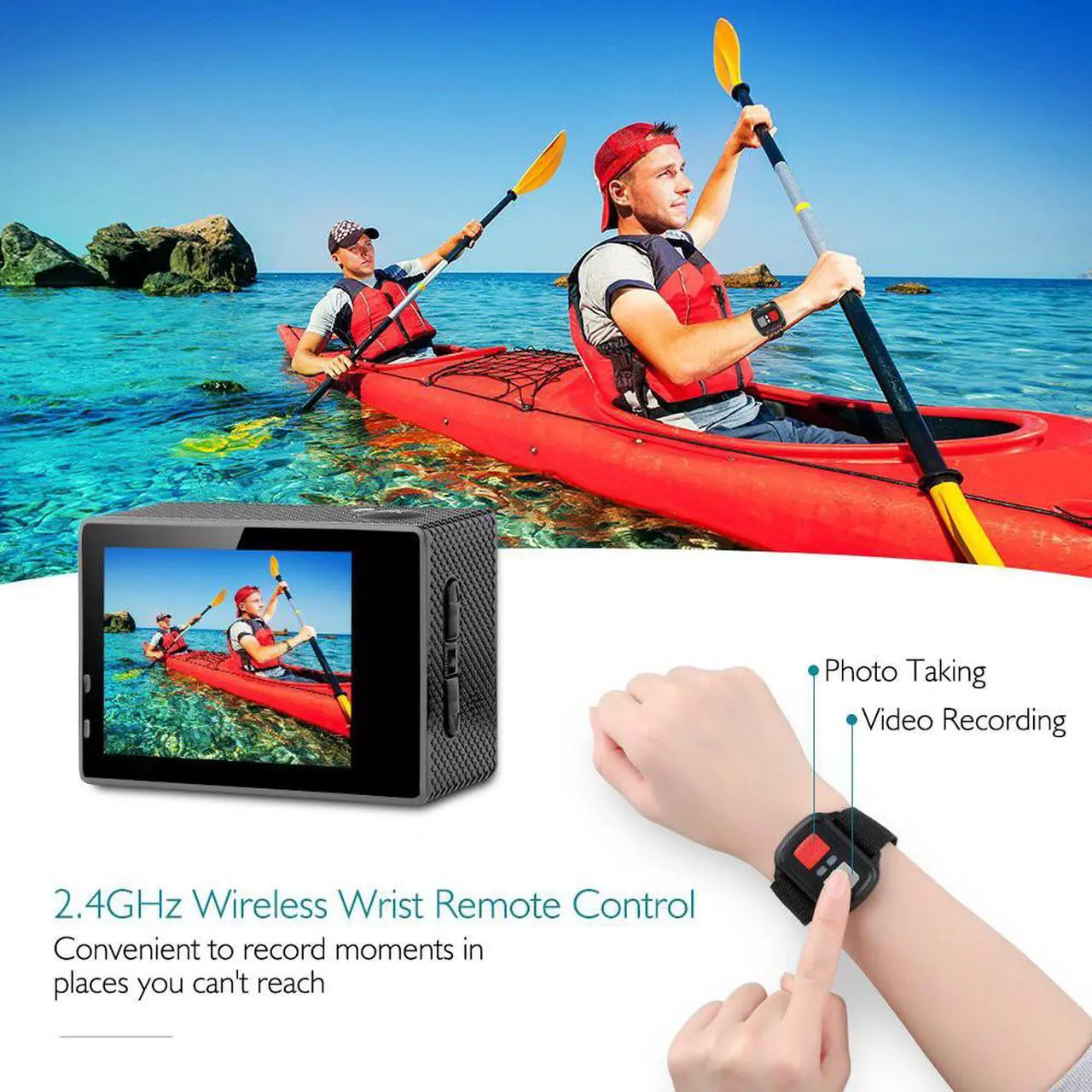Alt view image 5 of 7 - 4K Action Camera 16MP Vision 3 Underwater Waterproof Camera 170° Wide Angle WiFi Sports Cam with Remote 2 Batteries and Mounting Accessories Kit
