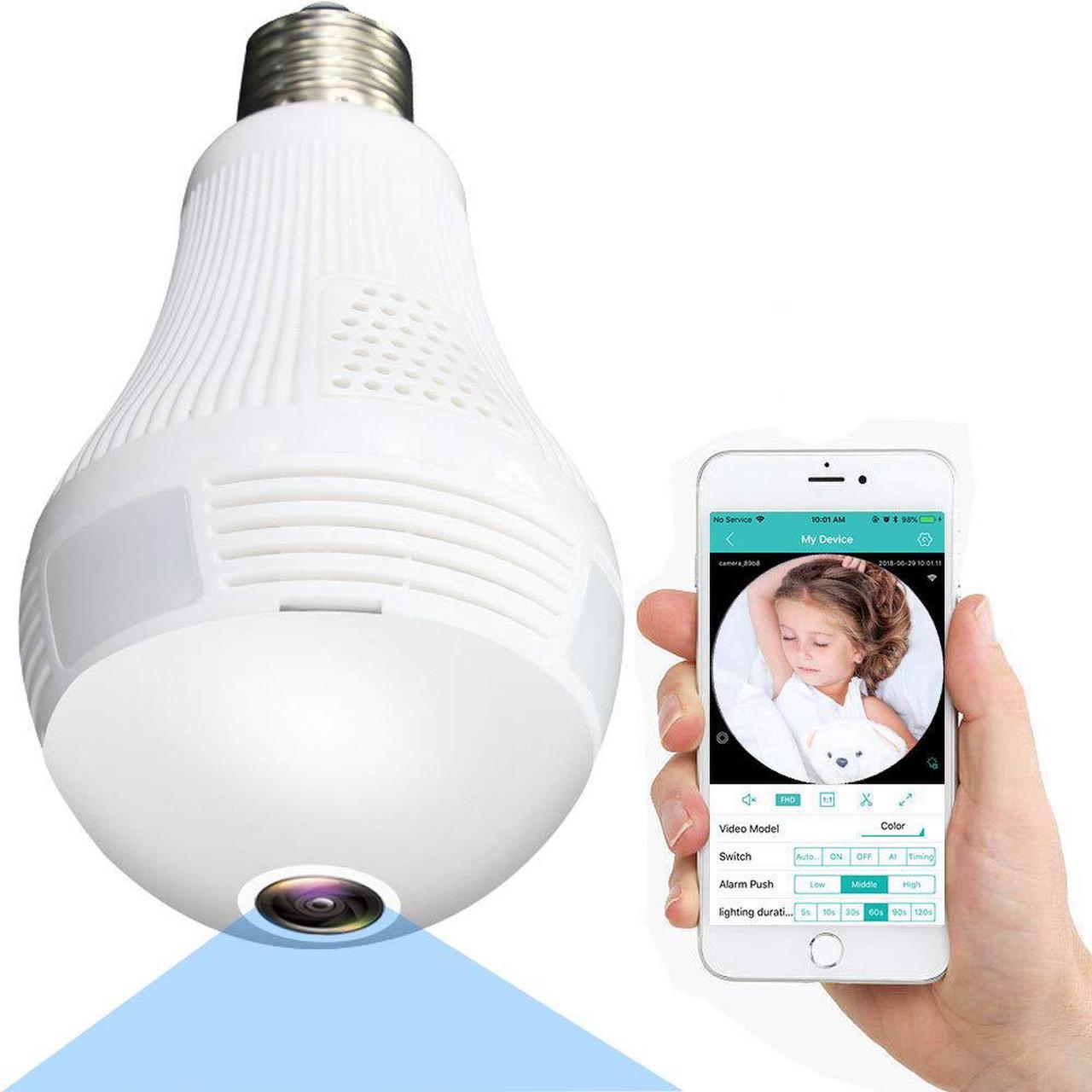 Main image of Light Bulb Camera, WiFi Home Monitor Surveillance Camera for Baby/Elder/Pet/Nanny Monitor