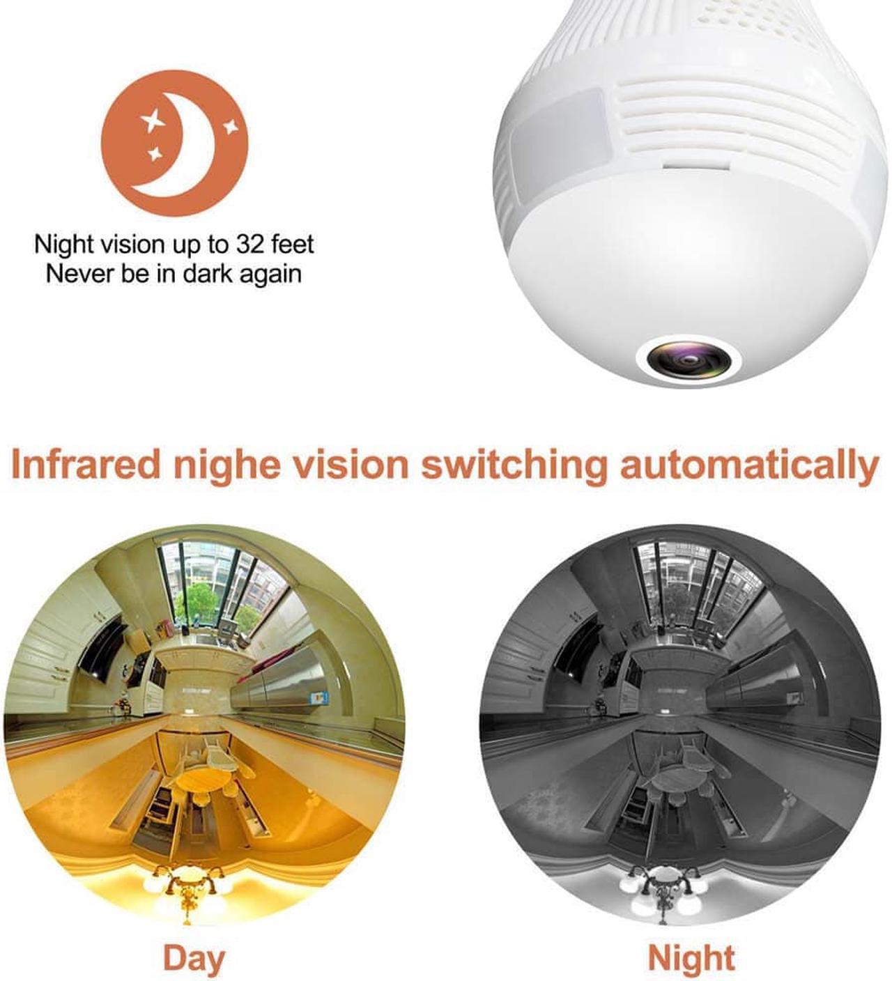 Alt view image 4 of 7 - Light Bulb Camera, WiFi Home Monitor Surveillance Camera for Baby/Elder/Pet/Nanny Monitor