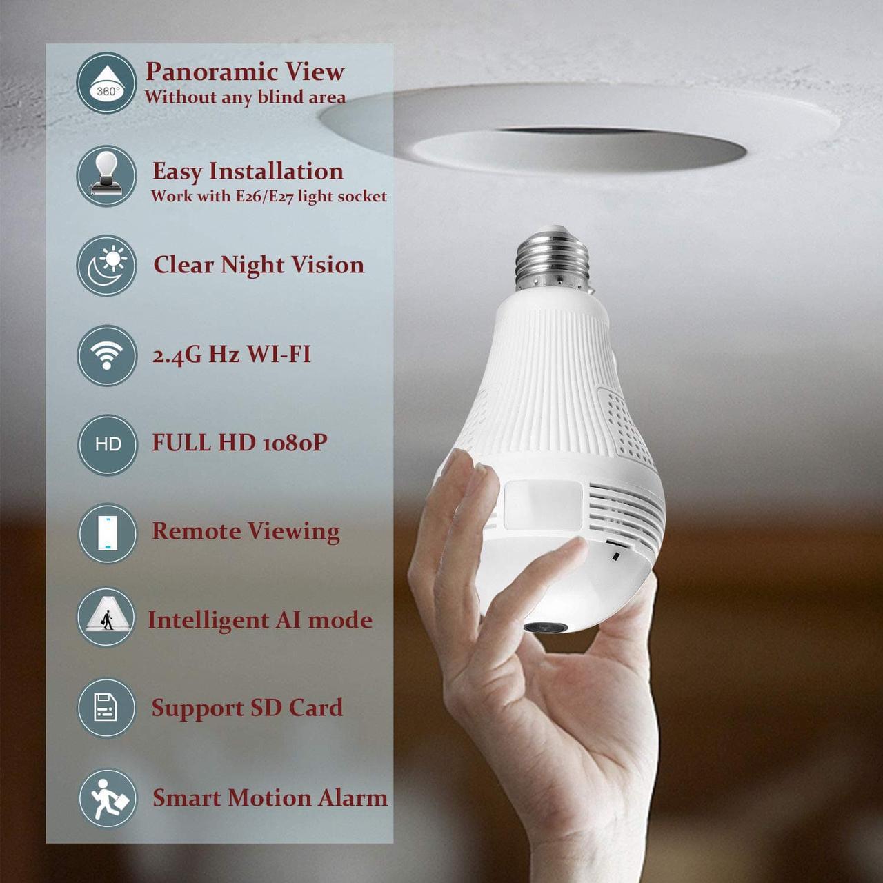 Alt view image 2 of 7 - Light Bulb Camera, WiFi Home Monitor Surveillance Camera for Baby/Elder/Pet/Nanny Monitor