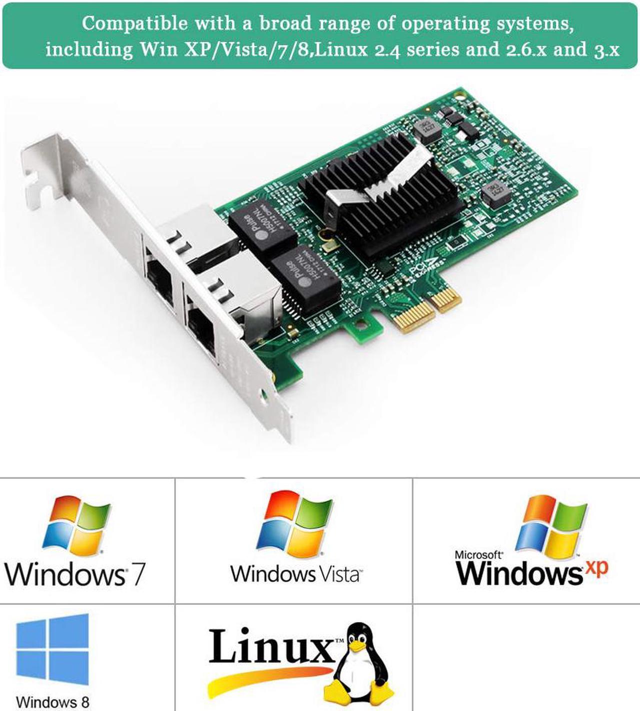 Alt view image 2 of 7 - Gigabit Ethernet PCI Express PCI-E Network Card Dual Port 2 x RJ45 Gigabit Ethernet PCIE Network Adapter for Desktop PC
