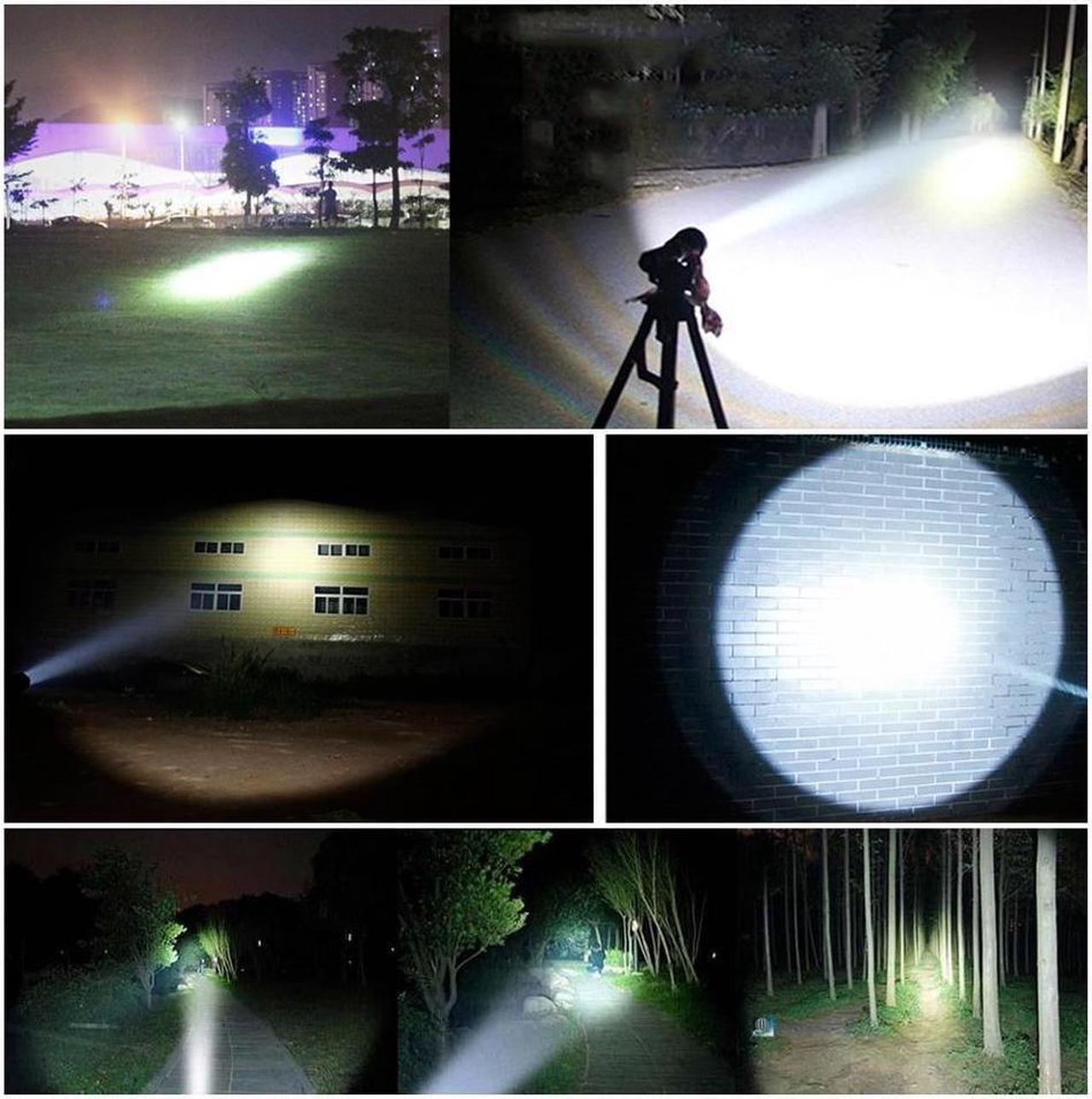 Alt view image 5 of 7 - 2800 Lumen Rechargeable Handheld Flashlight LED Searchlight Bright Outdoor Tactical Spotlight IP65 Waterproof CREE T6 Dimmable LED Torch Floodlight Lamp For Camping Lantern Hiking Hunting Black