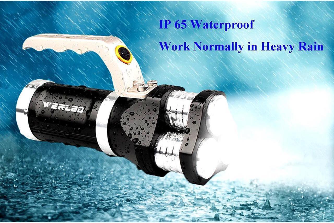 Alt view image 6 of 7 - 2800 Lumen Rechargeable Handheld Flashlight LED Searchlight Bright Outdoor Tactical Spotlight IP65 Waterproof CREE T6 Dimmable LED Torch Floodlight Lamp For Camping Lantern Hiking Hunting Black