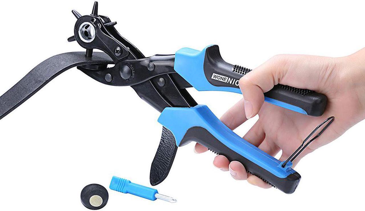 Main image of Revolving Leather Hole Punches -2 Year Warranty -Professional Puncher for Belt, Saddle, Tack, Watch Strap, Shoe, Fabric, Paper, Eyelet - Easily Punches Perfect Round Holes in 2.0 mm- 4.5 mm