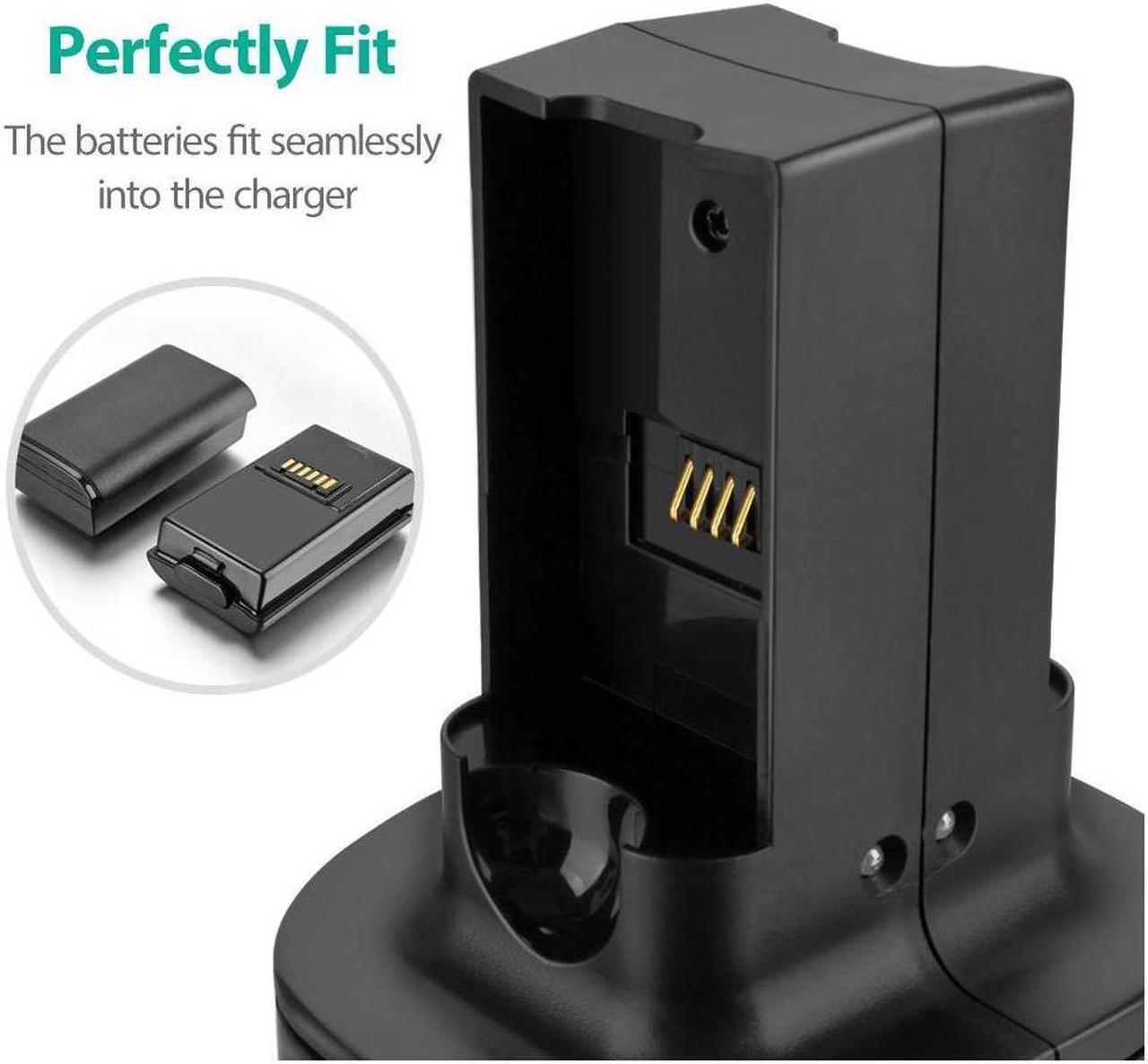 Alt view image 3 of 7 - For Xbox 360 2 Pack Rechargeable Battery Pack with Dual Charging Station Dock Charger Stand Base