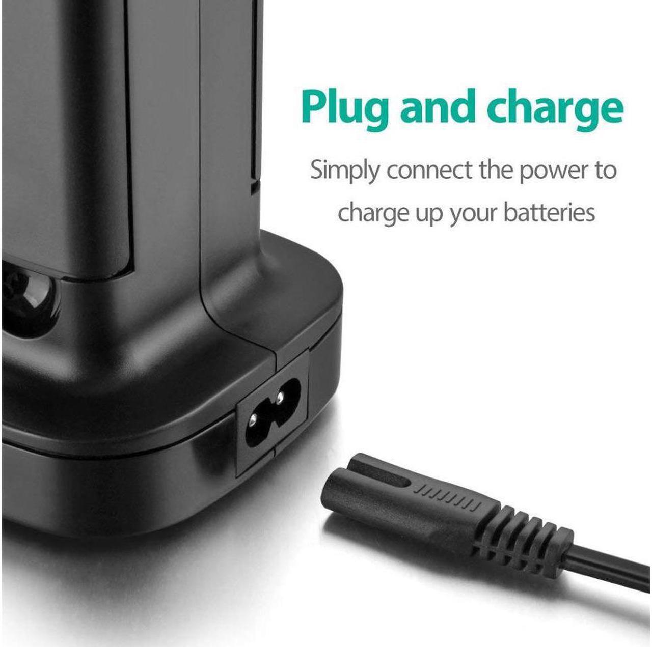 Alt view image 6 of 7 - For Xbox 360 2 Pack Rechargeable Battery Pack with Dual Charging Station Dock Charger Stand Base