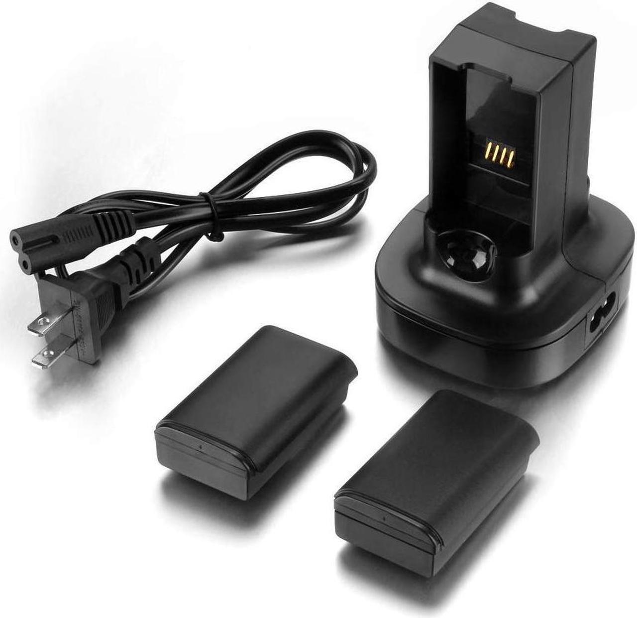 Alt view image 7 of 7 - For Xbox 360 2 Pack Rechargeable Battery Pack with Dual Charging Station Dock Charger Stand Base