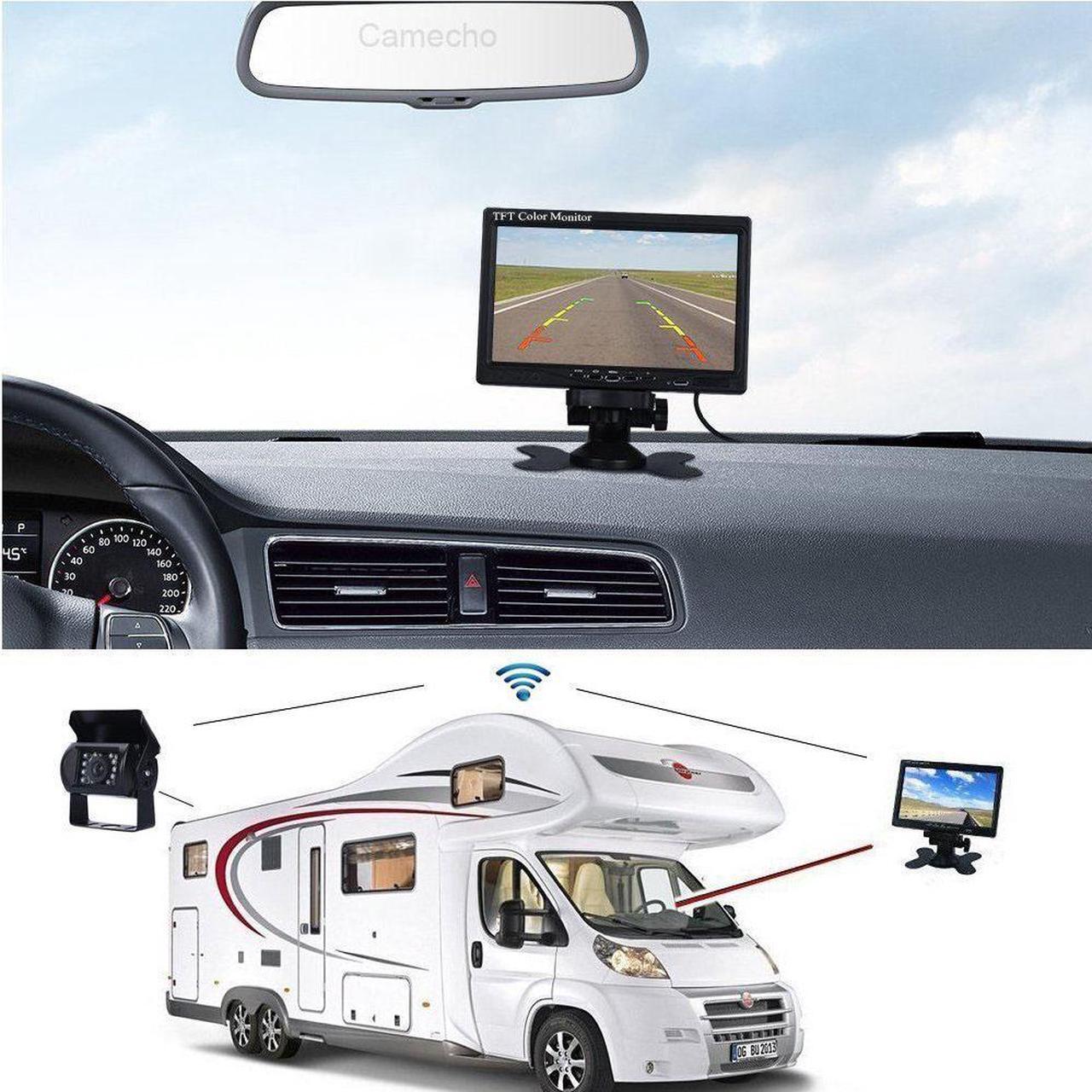 Alt view image 2 of 7 - RC 12V 24V Car Backup Camera Rear View Wireless IR Night Vision Backup Camera Waterproof Kit + 7" TFT LCD Monitor Parking Assistance System for Truck/Van/Caravan/Trailers/Camper