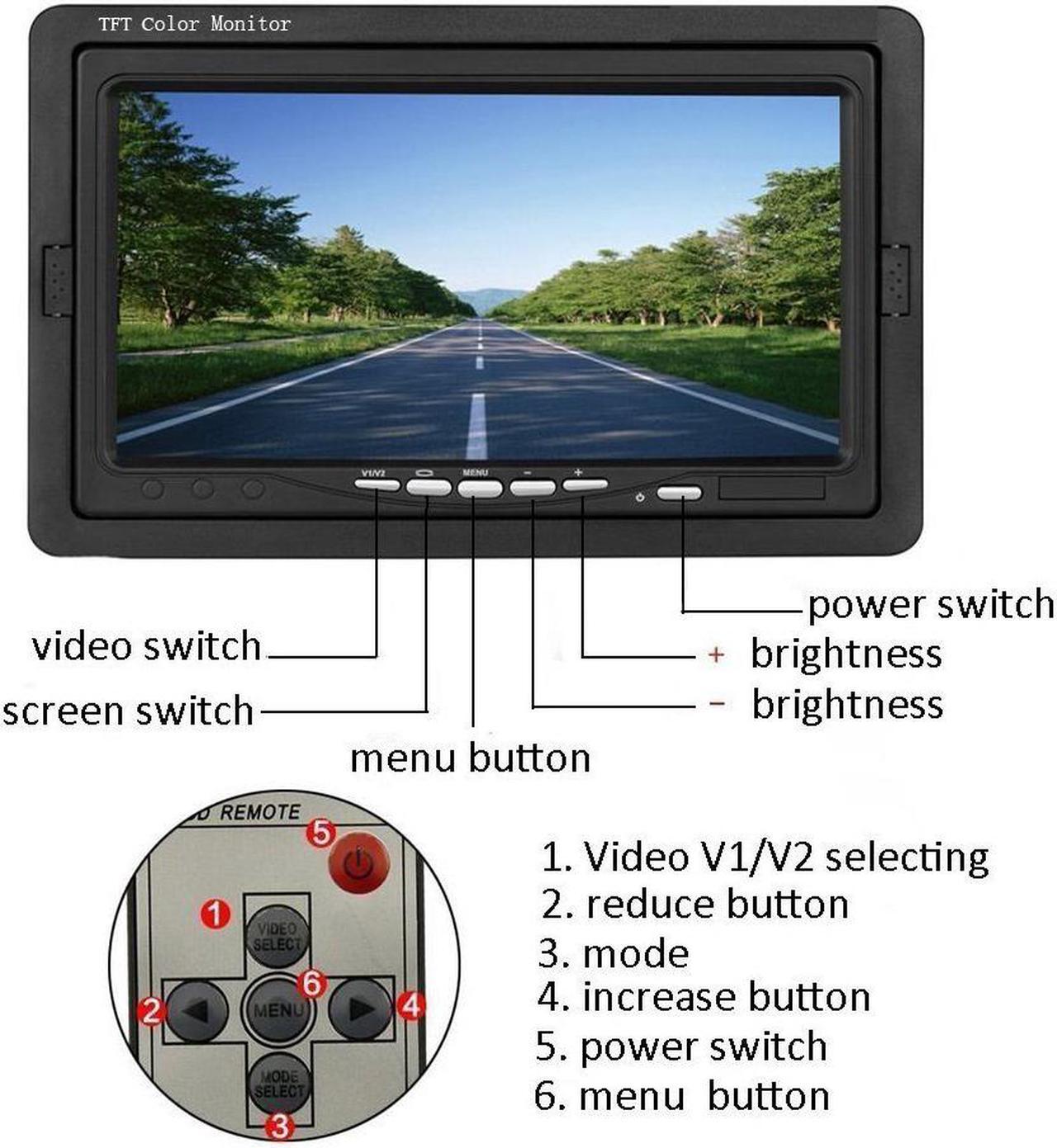 Alt view image 3 of 7 - RC 12V 24V Car Backup Camera Rear View Wireless IR Night Vision Backup Camera Waterproof Kit + 7" TFT LCD Monitor Parking Assistance System for Truck/Van/Caravan/Trailers/Camper
