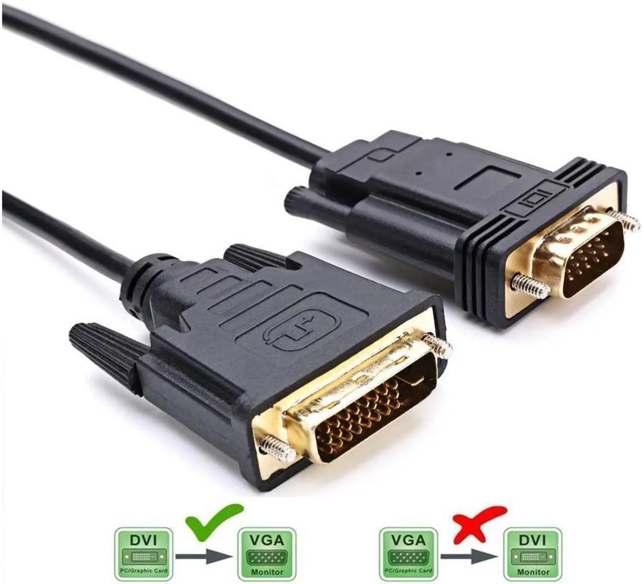 Main image of Active DVI-D to VGA, DVI-D 24+1 to VGA 6 Feet Cable Male to Male Gold-Plated Cord