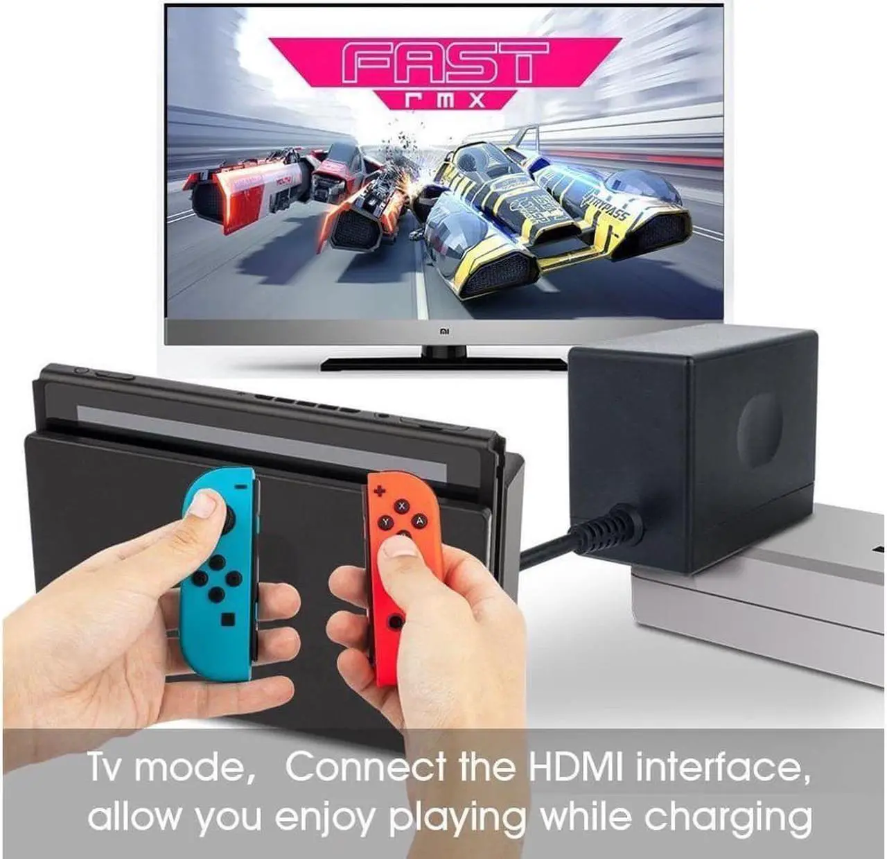 Alt view image 6 of 6 - Charger for Nintendo Switch,AC adapter for Nintendo Switch - Fast Travel Wall Charger with 5FT USB Type C Cable 15V/2.6A Power Supply for Nintendo Switch Supports TV Mode and Dock Station
