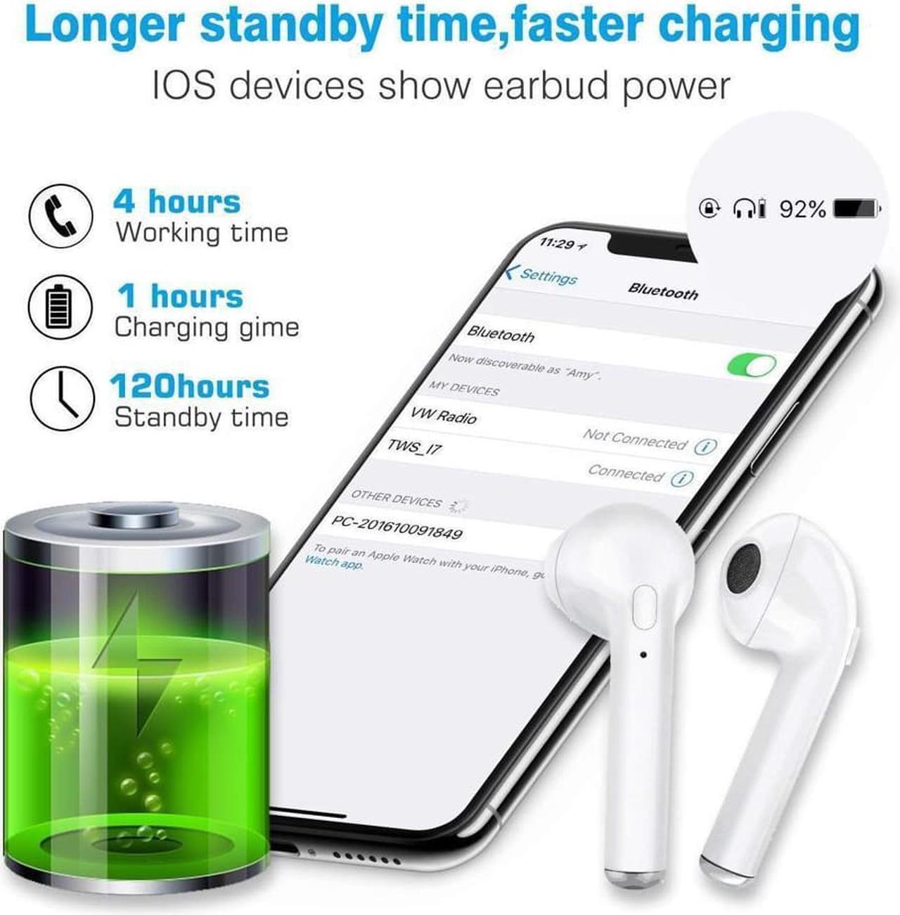 Alt view image 3 of 7 - Bluetooth Headphones,Wireless Headphones Earbuds Stereo Earphone Cordless Sport Headsets,Bluetooth in-Ear Earphones with Built-in Mic for Smart Phones- Best Sport Wireless Earbuds