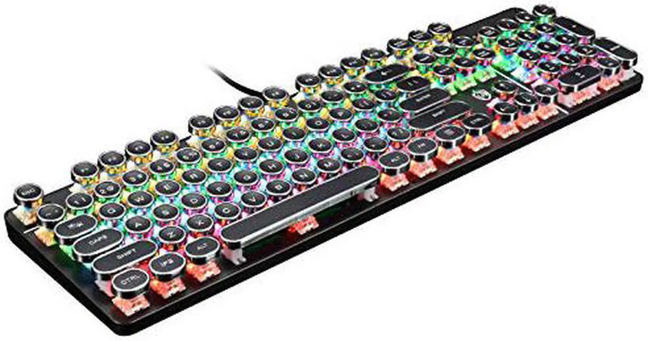 Alt view image 3 of 6 - USB LED Backlit Retro Typewriter Mechanical Keyboard - Blue Switch - Round Keycaps - 104 Keys Vintage Inspired Steampunk Gaming Keyboard – Mechanical Gaming Keyboard for PC Mac Gamer Typ