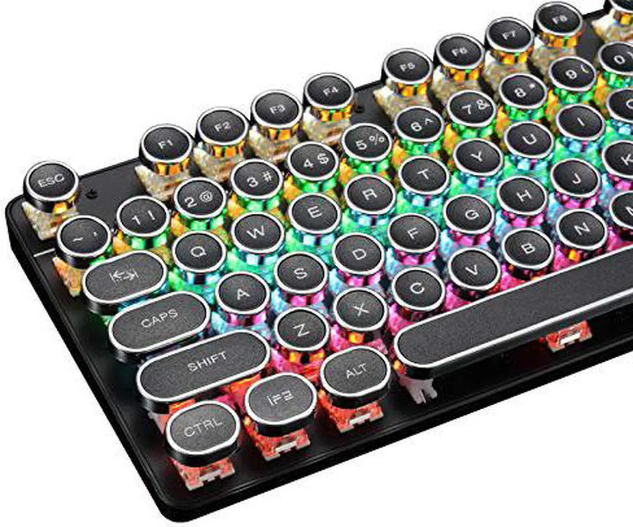 Alt view image 5 of 6 - USB LED Backlit Retro Typewriter Mechanical Keyboard - Blue Switch - Round Keycaps - 104 Keys Vintage Inspired Steampunk Gaming Keyboard – Mechanical Gaming Keyboard for PC Mac Gamer Typ