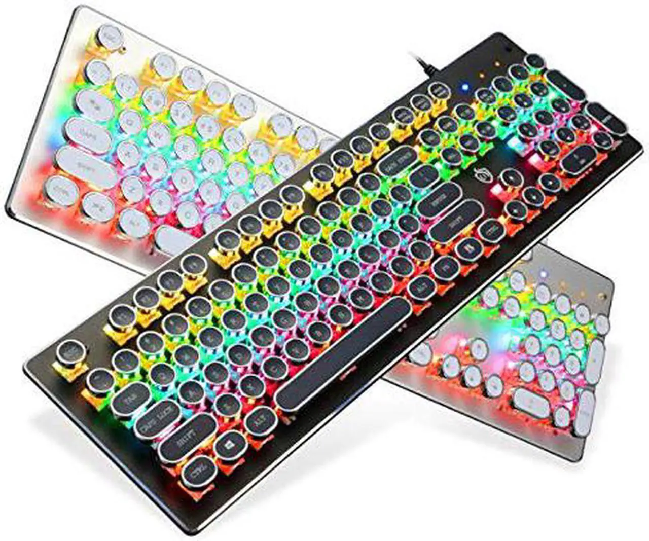 Alt view image 7 of 6 - USB LED Backlit Retro Typewriter Mechanical Keyboard - Blue Switch - Round Keycaps - 104 Keys Vintage Inspired Steampunk Gaming Keyboard – Mechanical Gaming Keyboard for PC Mac Gamer Typ
