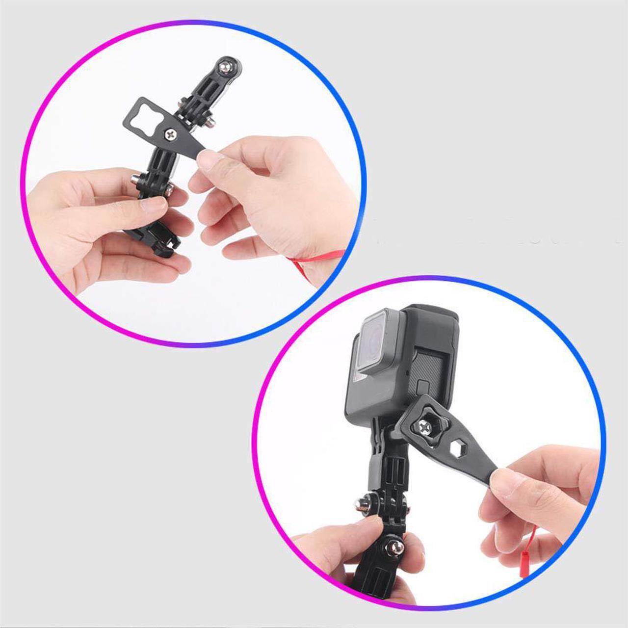 Alt view image 4 of 7 - Motorcycle Helmet Chin Swivel 3 Way Pivots Rotation Mount Kit for GoPro Hero 7 Gopro 2018 Gopro 6 5 4 3 / Gopro Hero Black Session Xiaomi Yi SJCAM and Other Action Camera