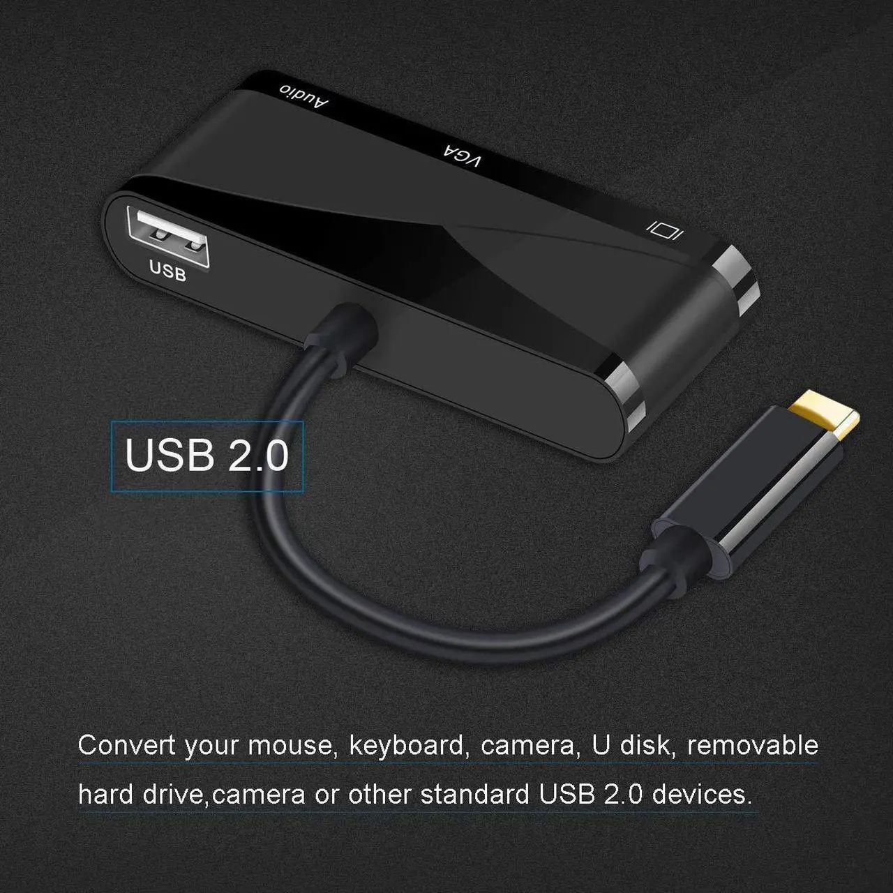 Alt view image 6 of 7 - Werleo USB C to HDMI + VGA Audio Adapter USB Type C Thunderbolt 3 Compatible to HDMI 4K + VGA Video Converter for 2017 New MacBook Pro / Chromebook Pixel / ThinkPad T470 / Samsung Galaxy S8 etc